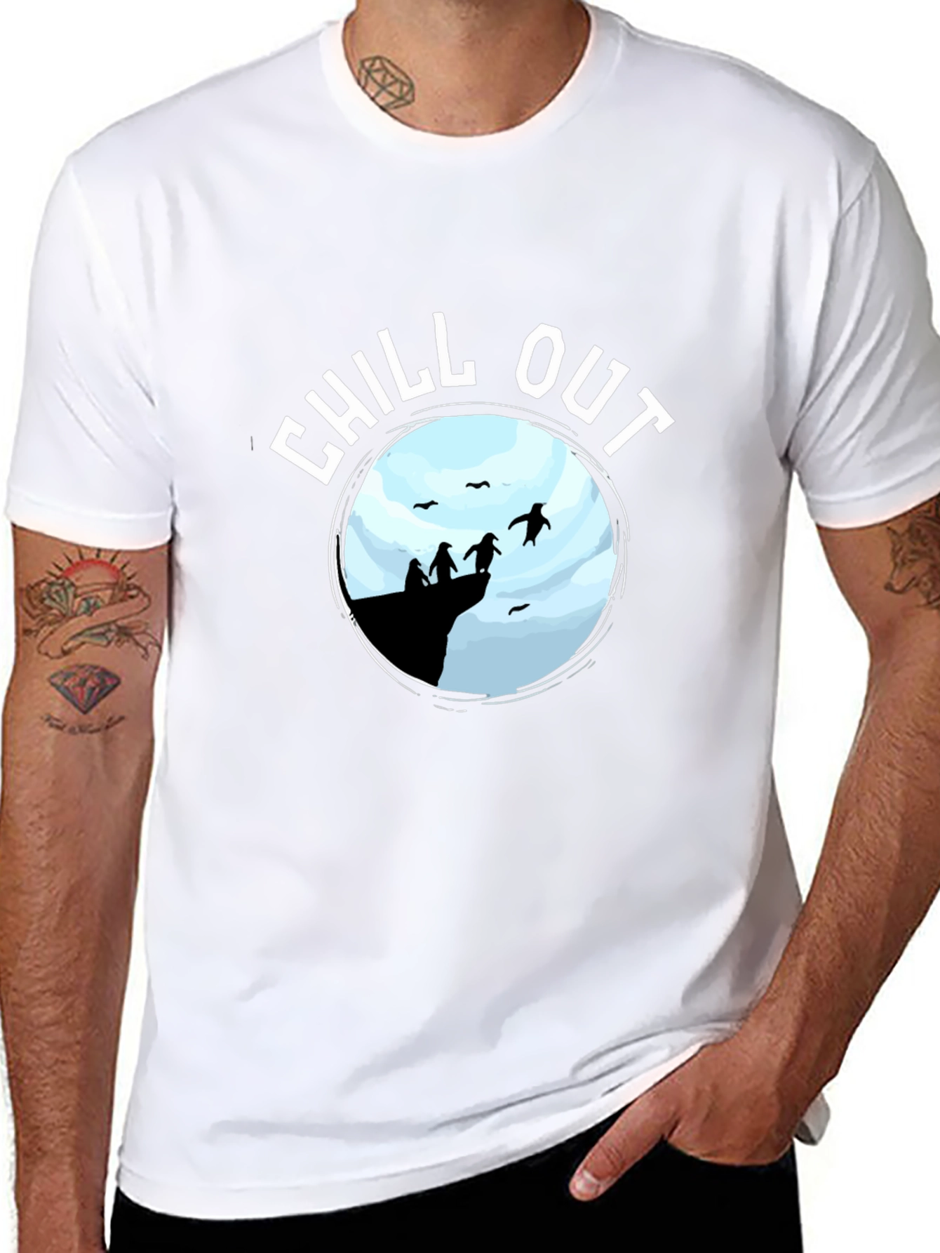 Chill Out Penguin Graphic T-Shirt