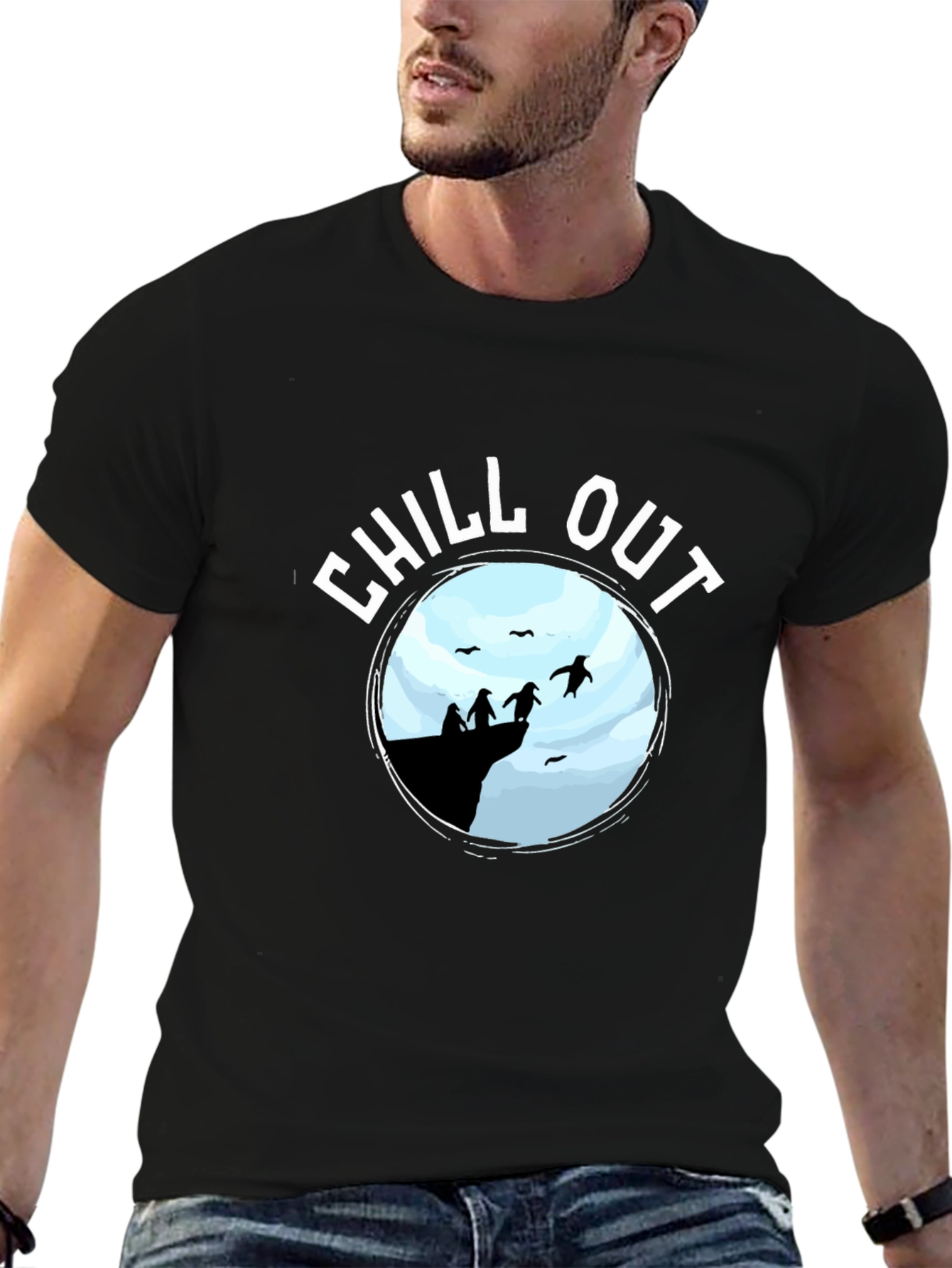 Chill Out Penguin Graphic T-Shirt