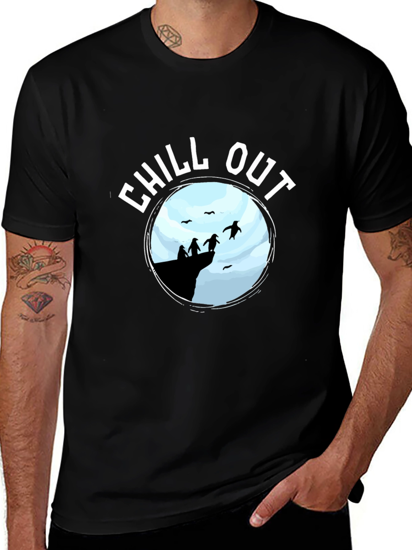Chill Out Penguin Graphic T-Shirt