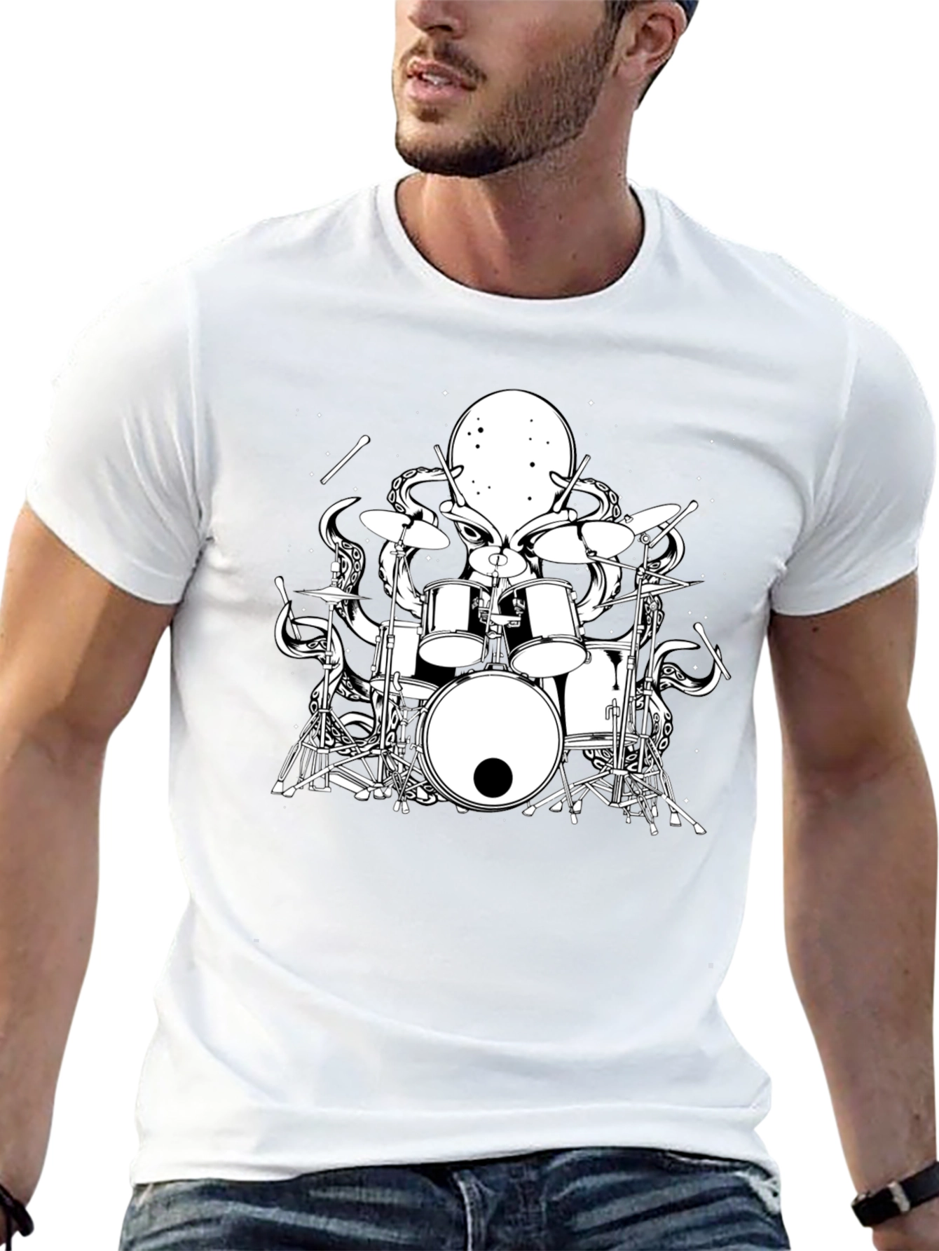 Octopus Drummer Graphic T-Shirt