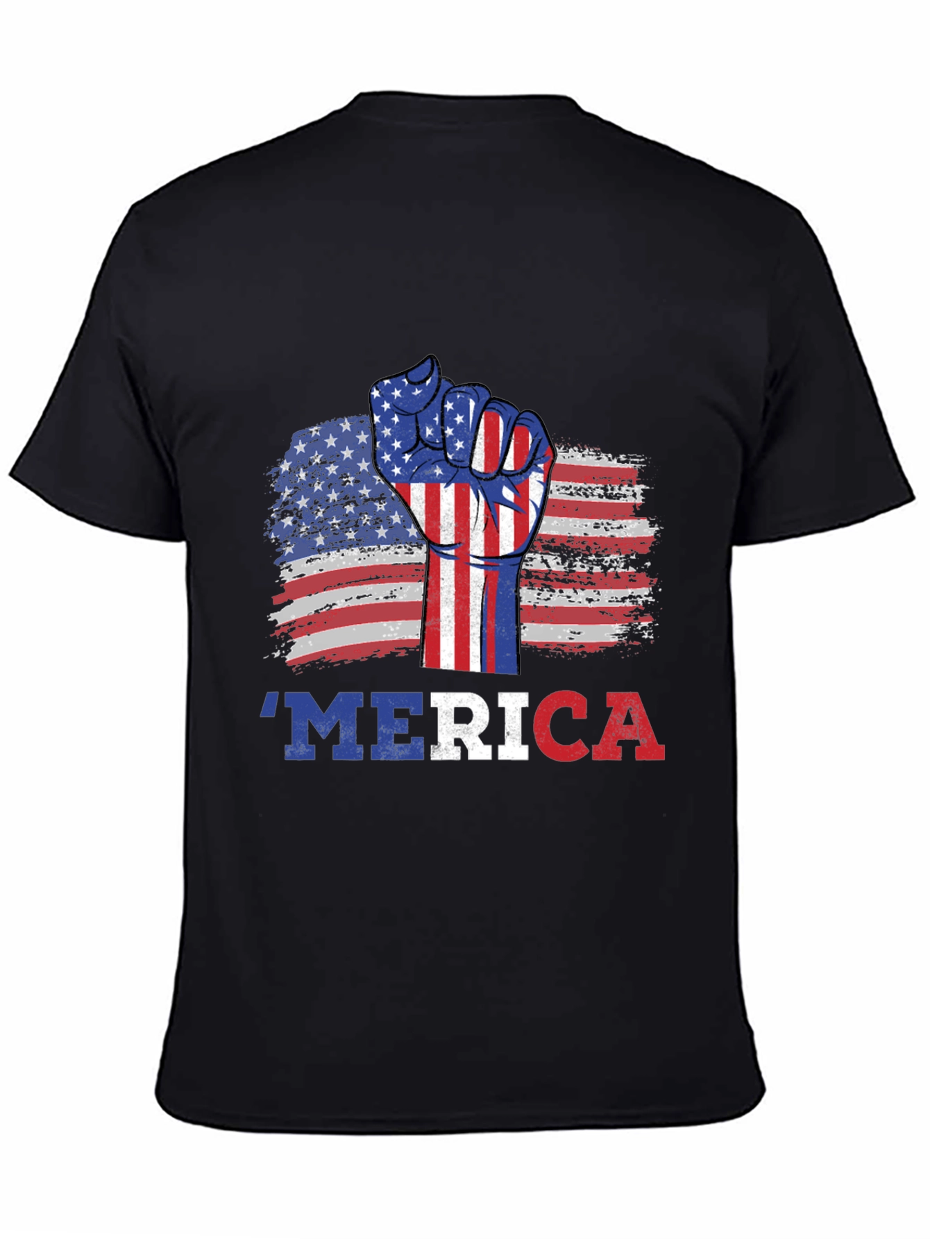 Patriotic Merica T-Shirt - USA Flag Fist Graphic