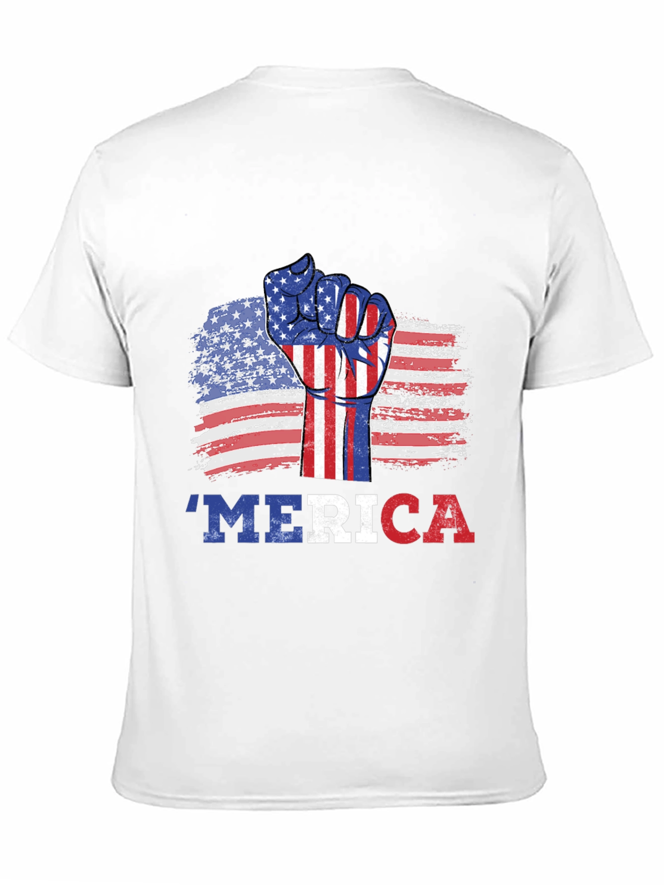 Patriotic Merica T-Shirt - USA Flag Fist Graphic