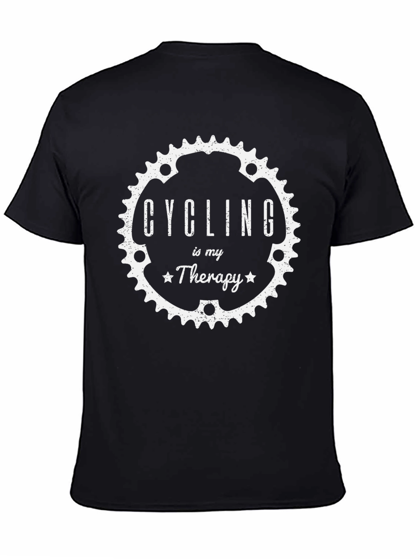 Cycling is My Therapy Black Graphic T-Shirt