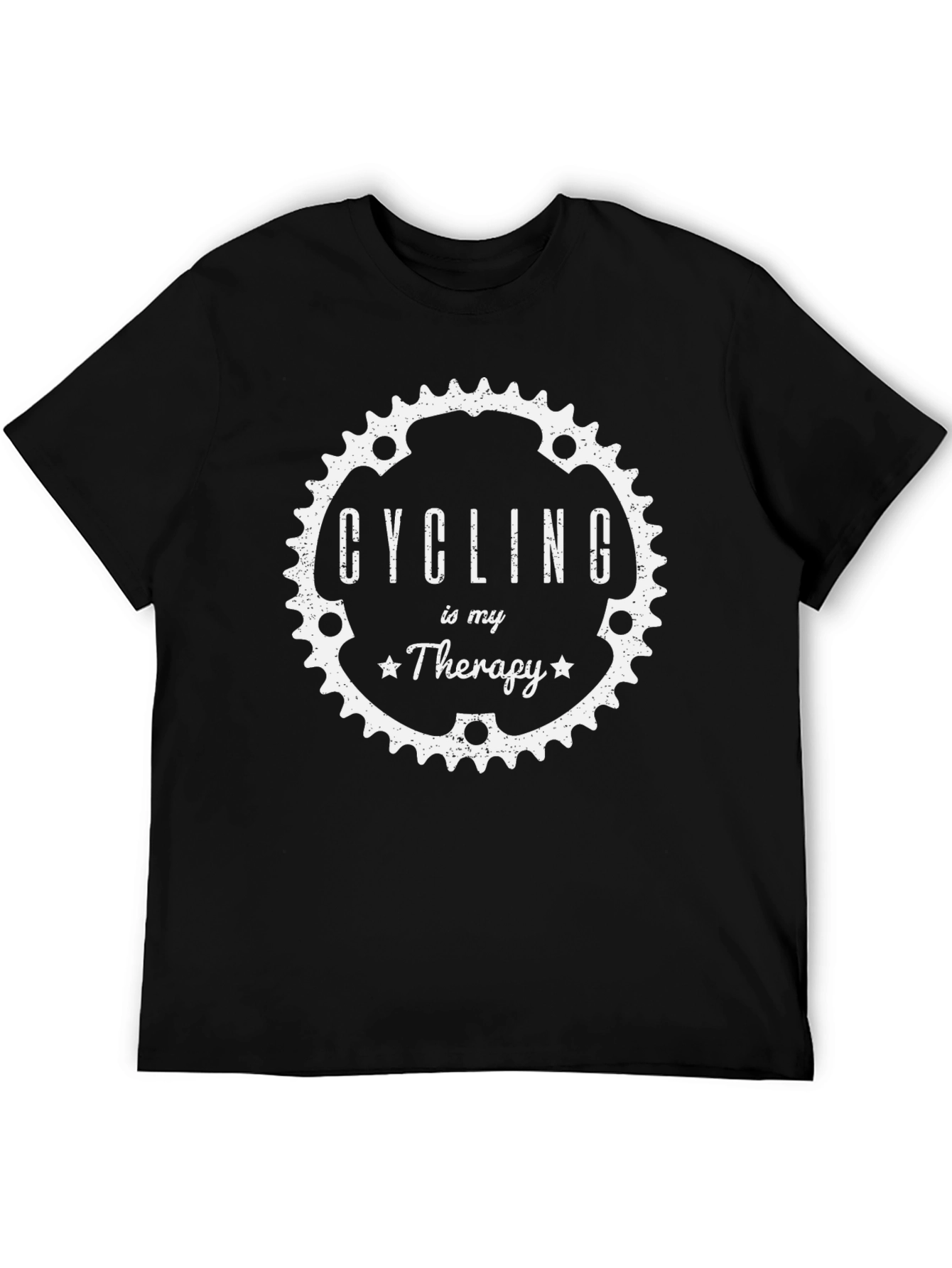 Cycling is My Therapy Black Graphic T-Shirt