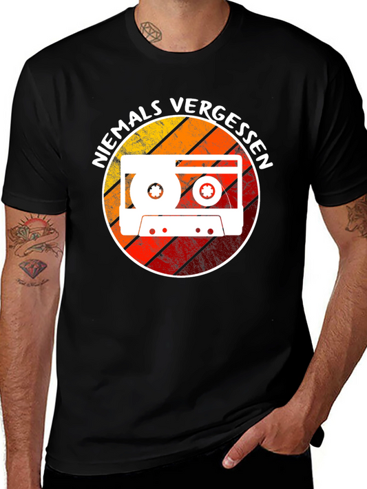 Never Forget Cassette Tape Graphic Tee - Retro Style