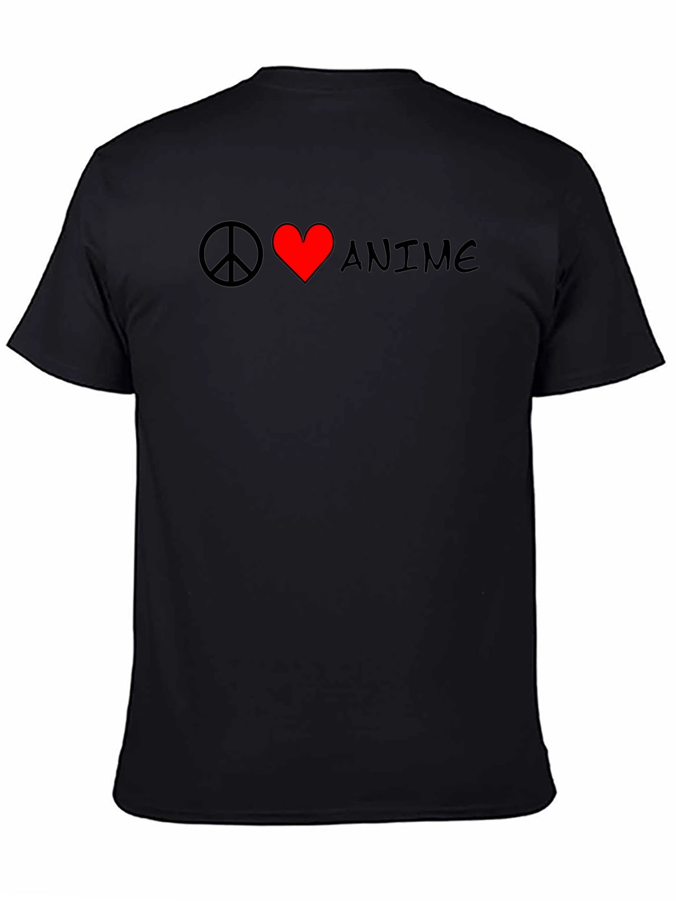 Peace Love Anime Black T-Shirt
