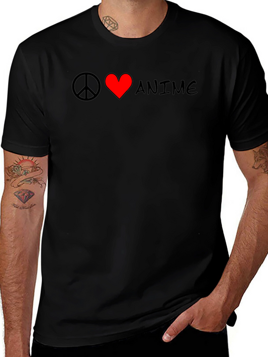 Peace Love Anime Black T-Shirt