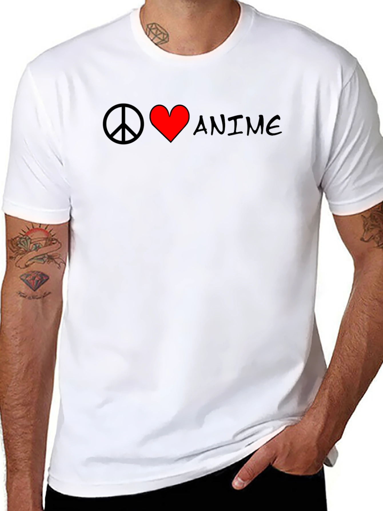 Peace Love Anime Black T-Shirt