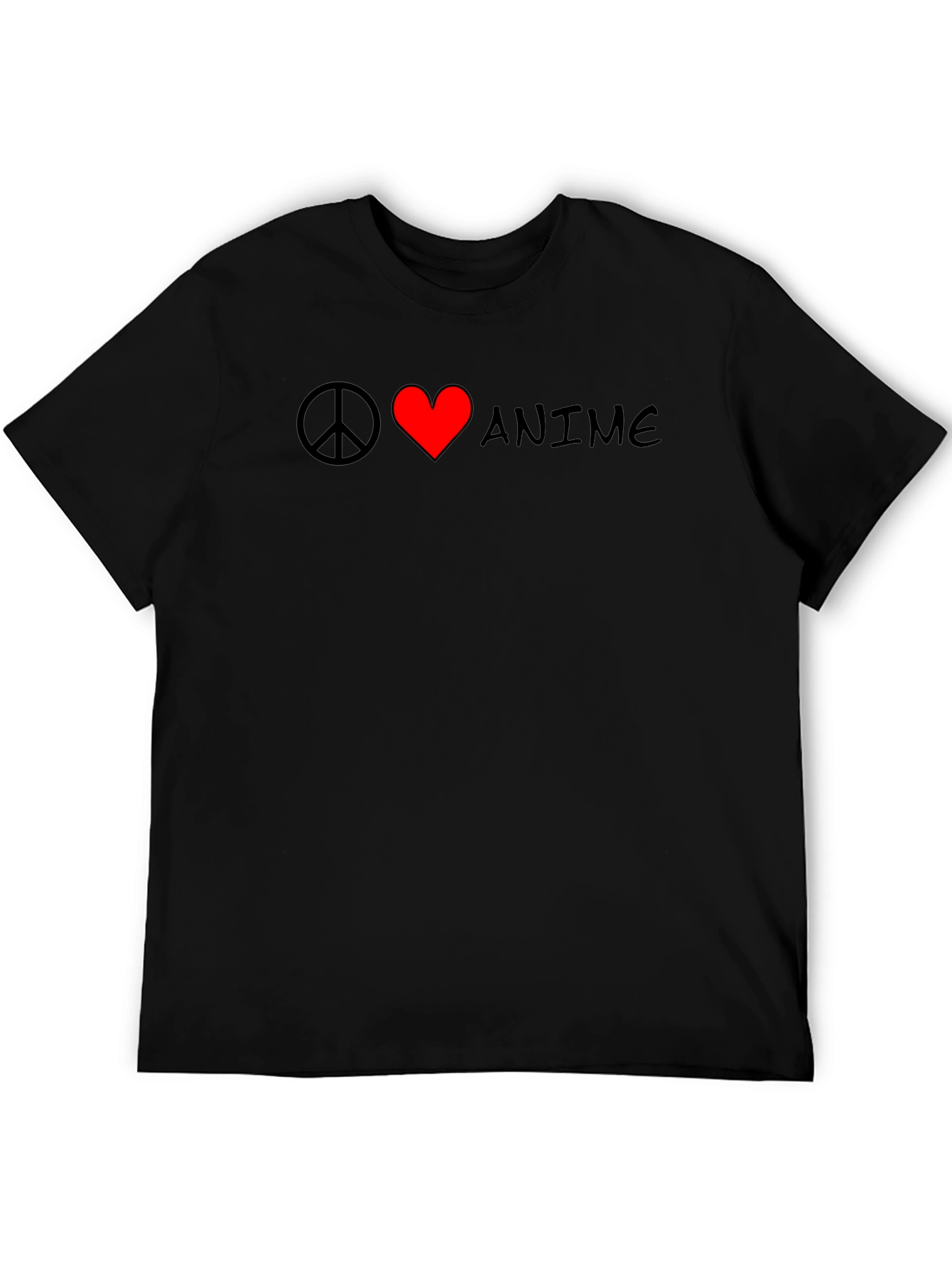 Peace Love Anime Black T-Shirt