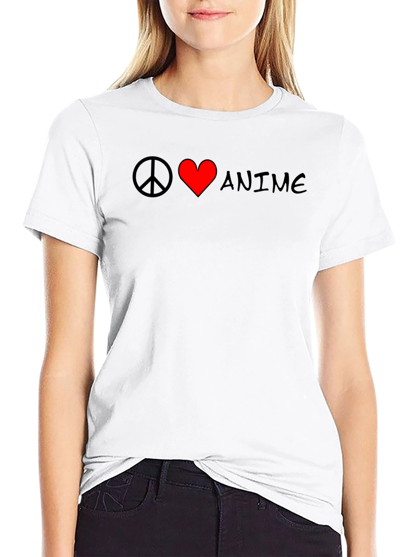 Peace Love Anime Black T-Shirt