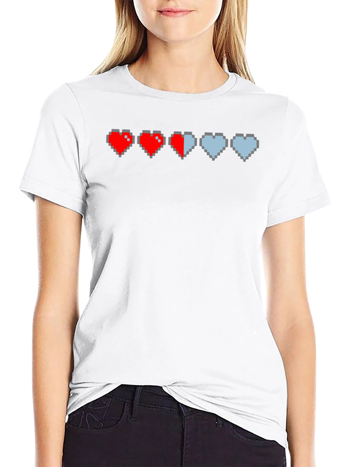 Gamer Pixel Heart T-Shirt - Life Bar Design