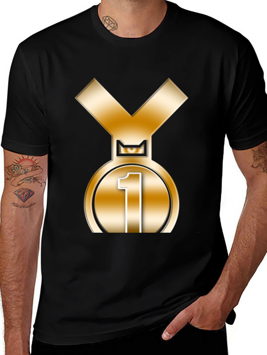 Champion Black T-Shirt with Gold Medal Graphic