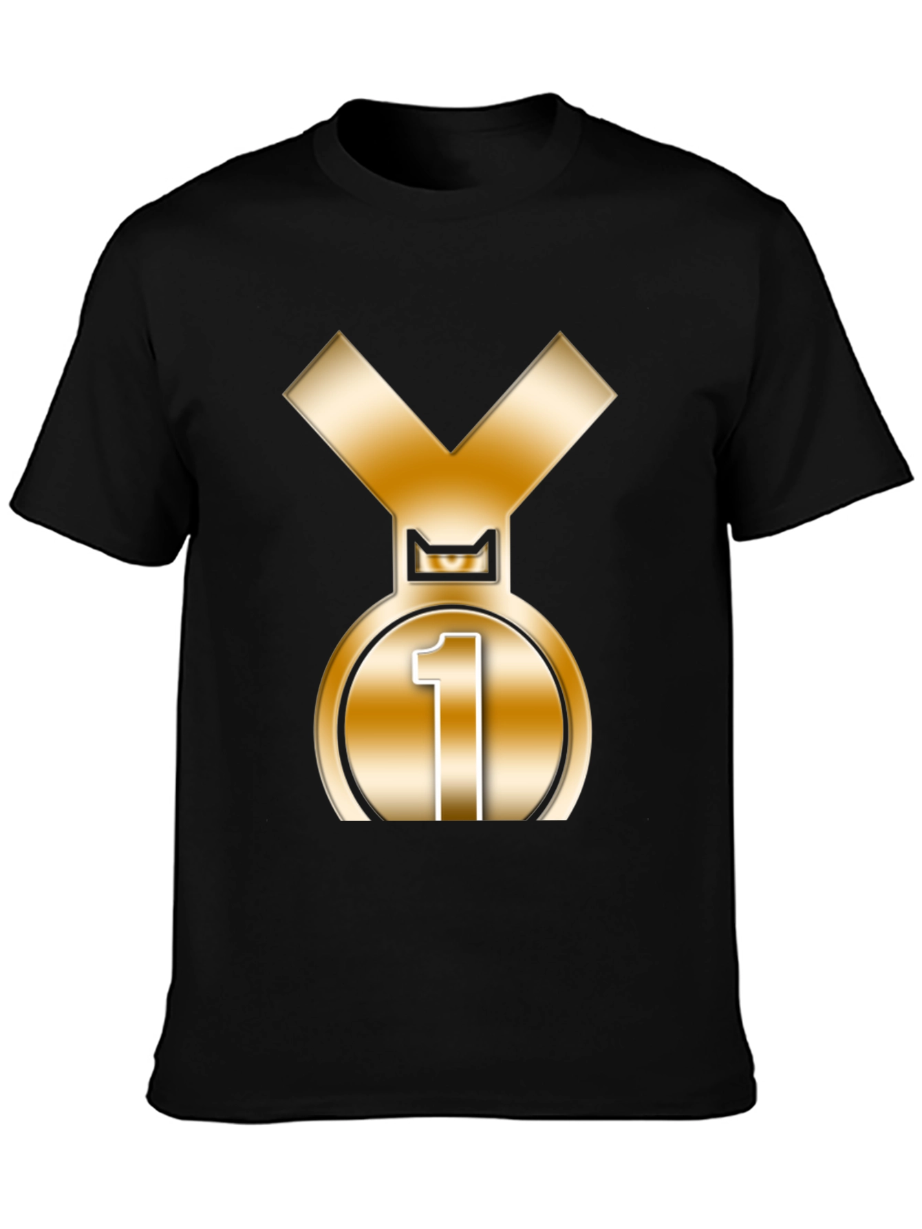 Champion Black T-Shirt with Gold Medal Graphic