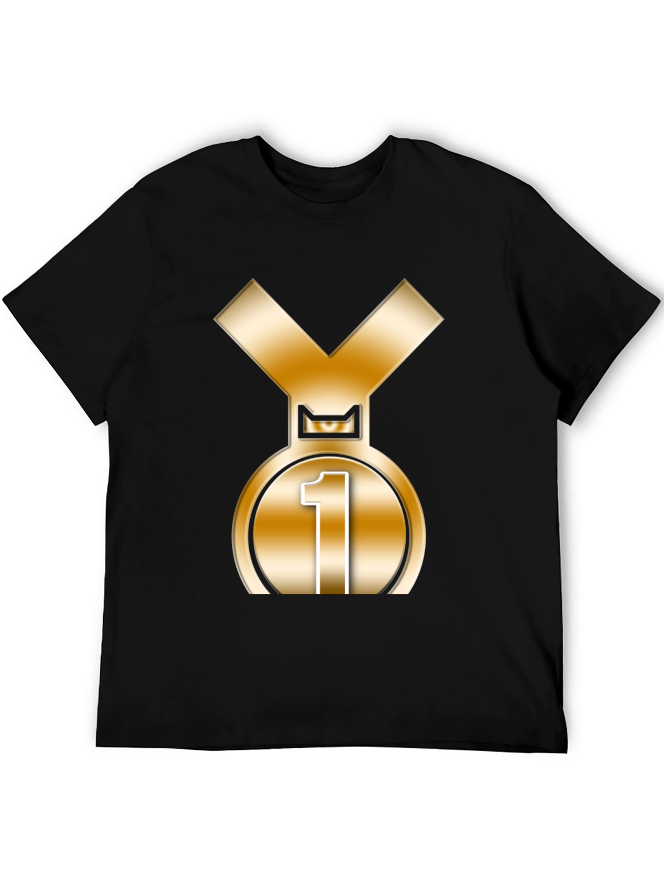 Champion Black T-Shirt with Gold Medal Graphic
