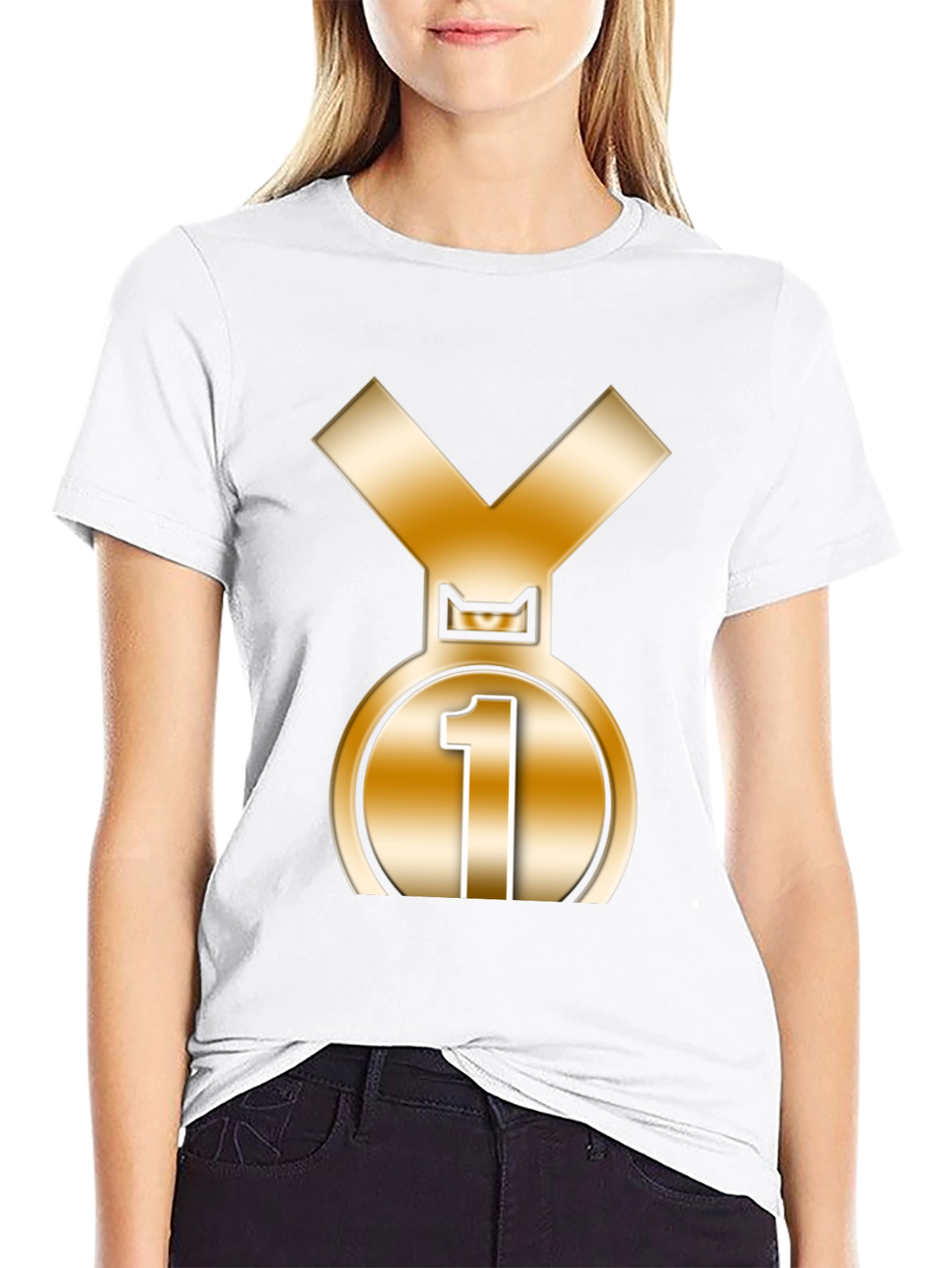 Champion Black T-Shirt with Gold Medal Graphic