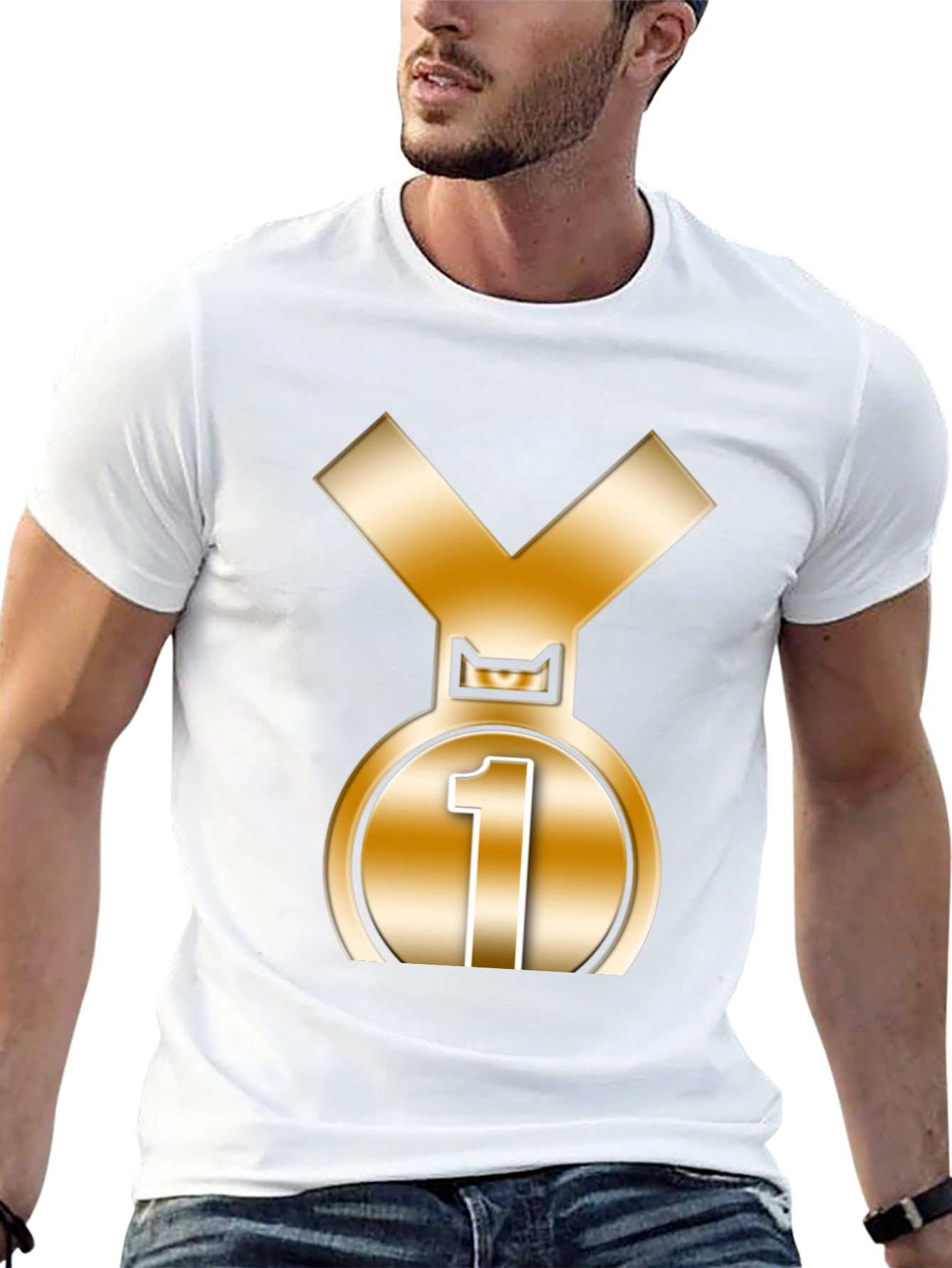 Champion Black T-Shirt with Gold Medal Graphic