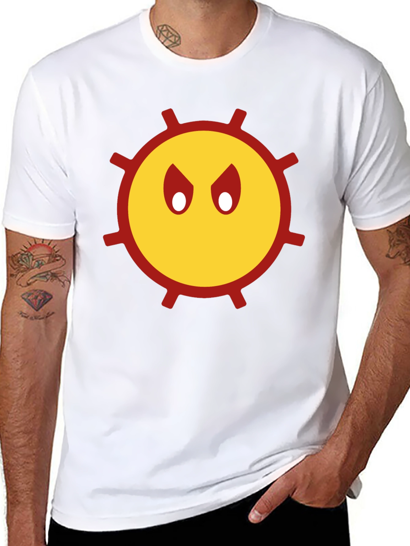 Grumpy Sun Graphic Tee - Black Cotton Shirt