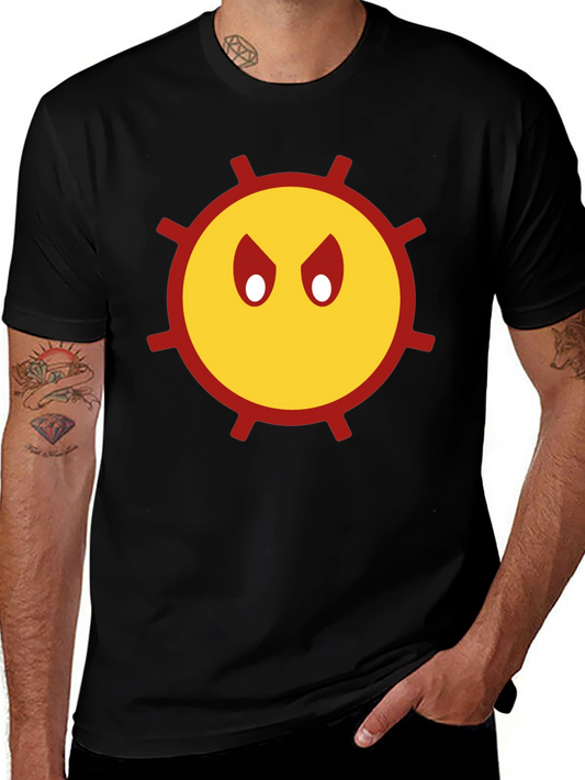 Grumpy Sun Graphic Tee - Black Cotton Shirt