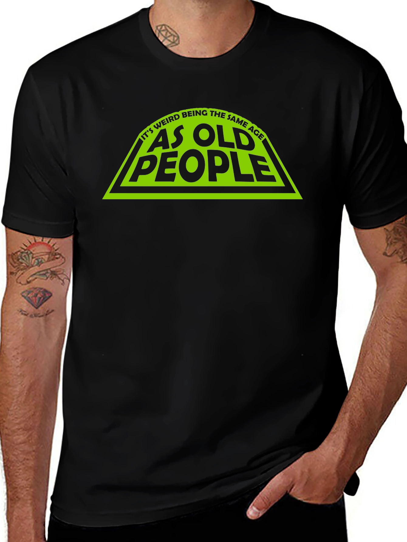 Funny Same Age as Old People Black T-Shirt