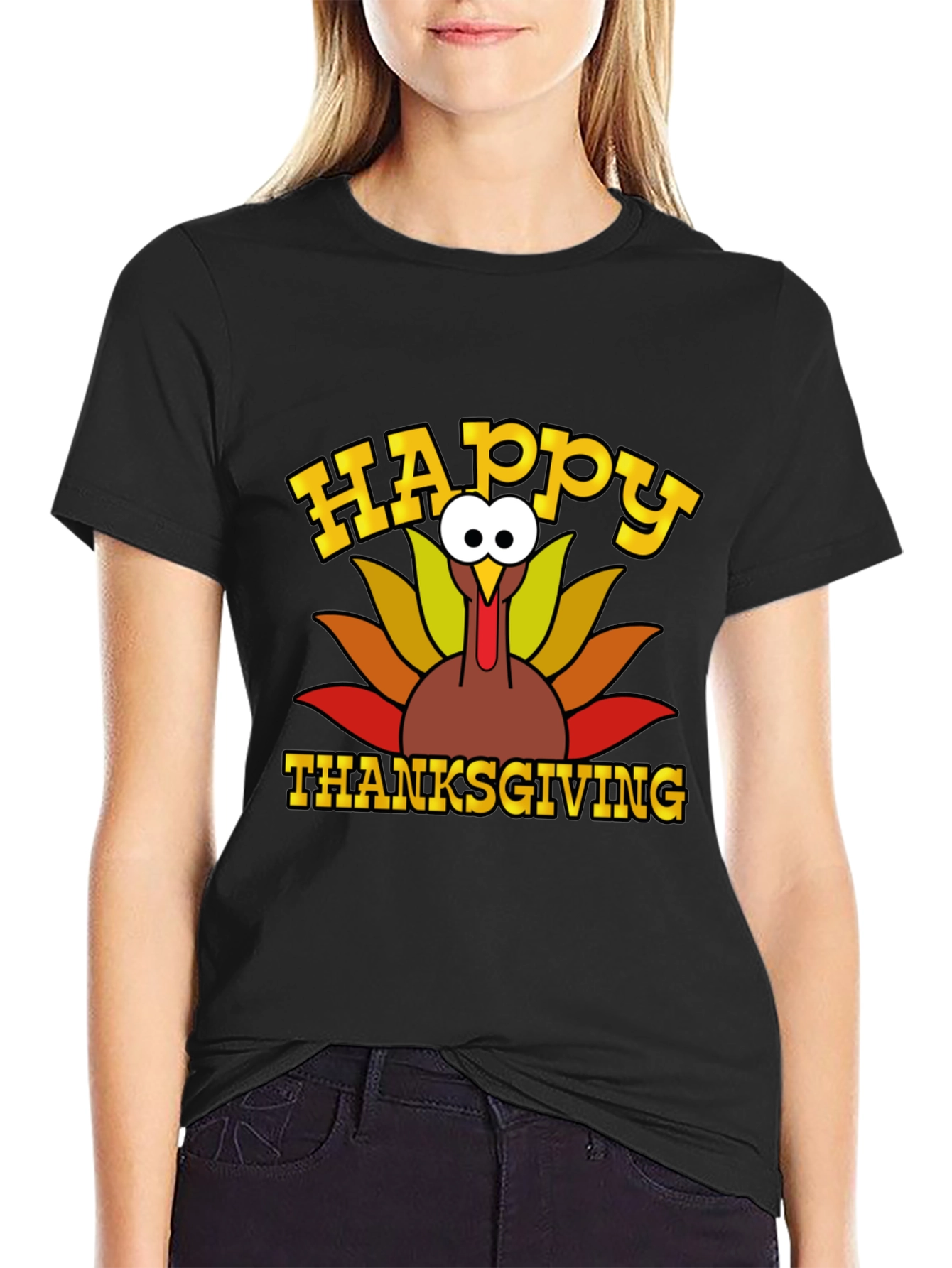 Happy Thanksgiving Turkey Graphic T-Shirt