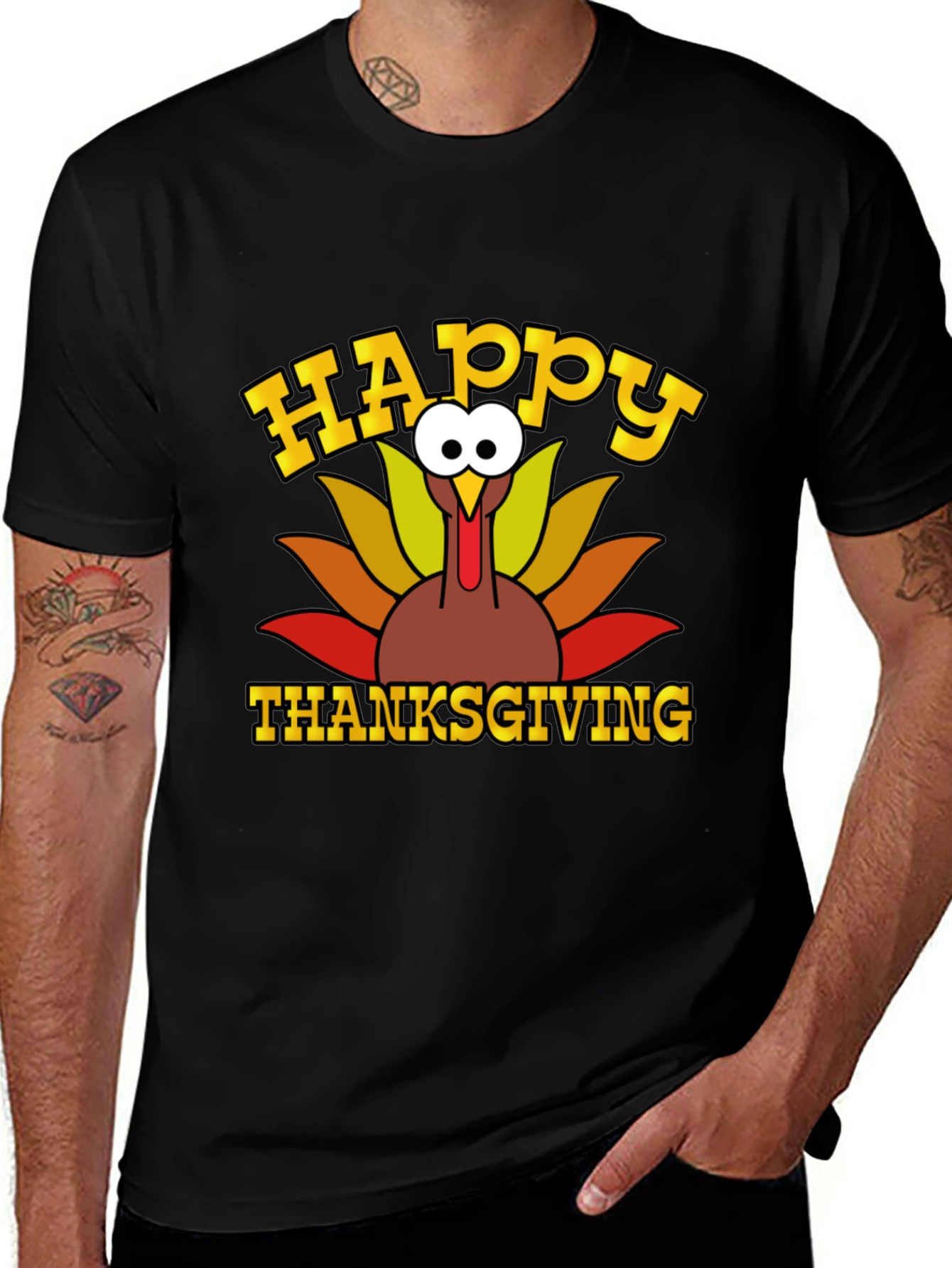 Happy Thanksgiving Turkey Graphic T-Shirt