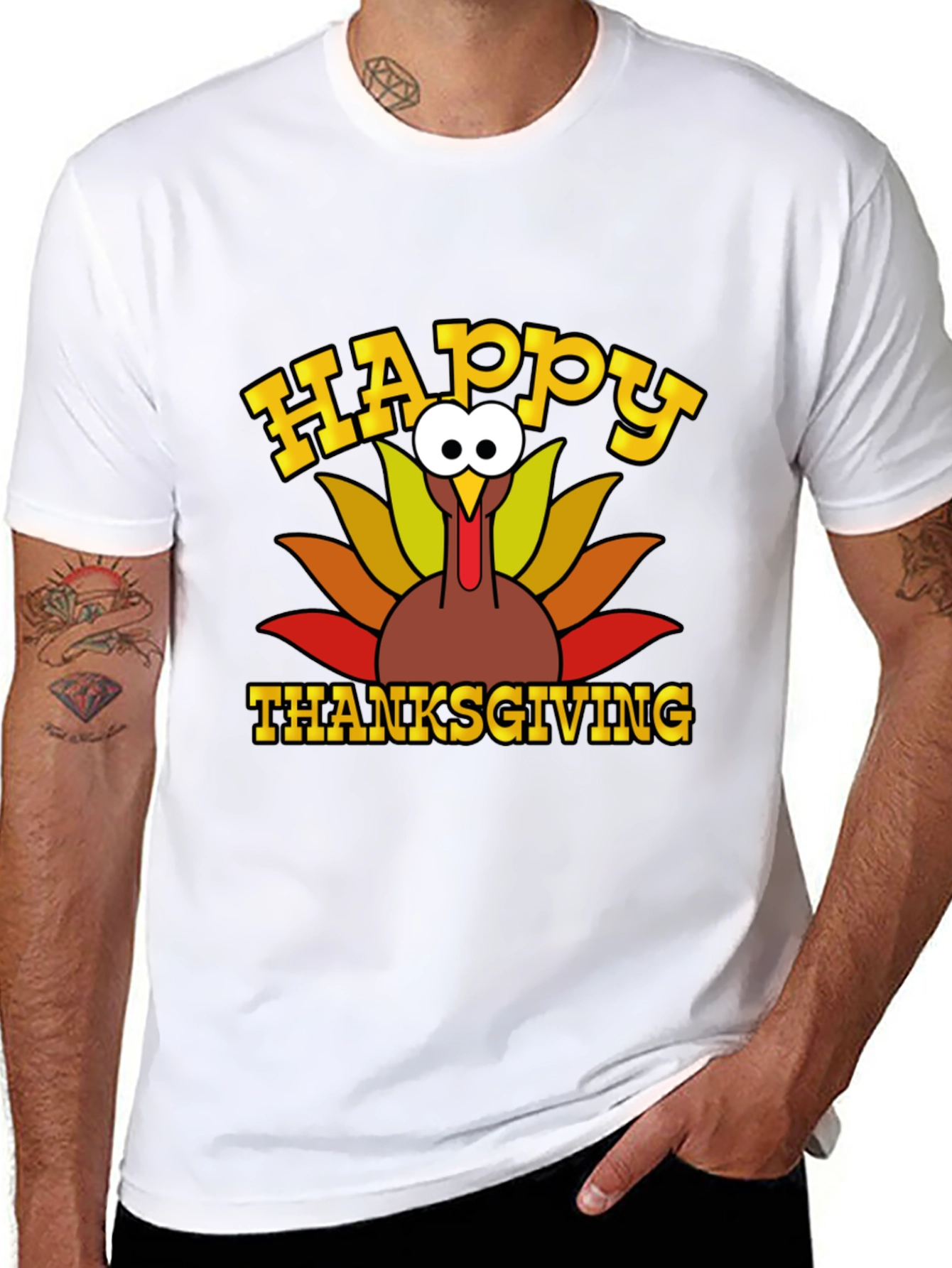 Happy Thanksgiving Turkey Graphic T-Shirt