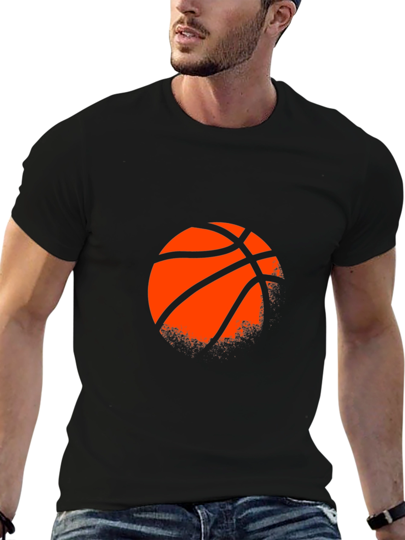 Basketball Graphic T-Shirt - Stylish Mens Black Tee