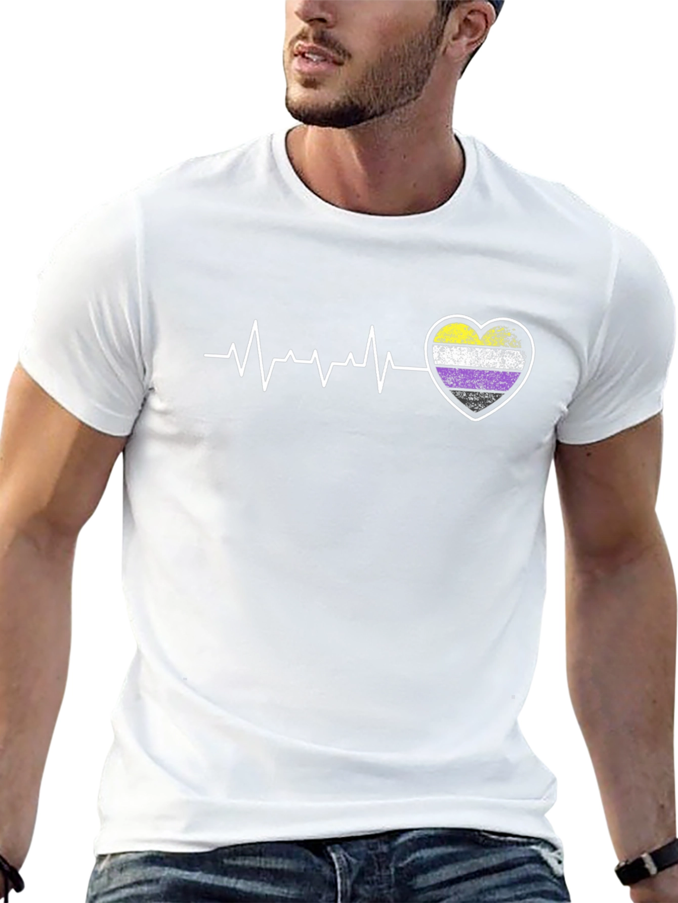 Nonbinary Pride Heartbeat T-Shirt
