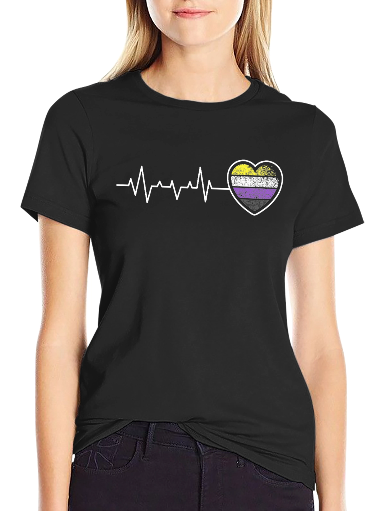 Nonbinary Pride Heartbeat T-Shirt