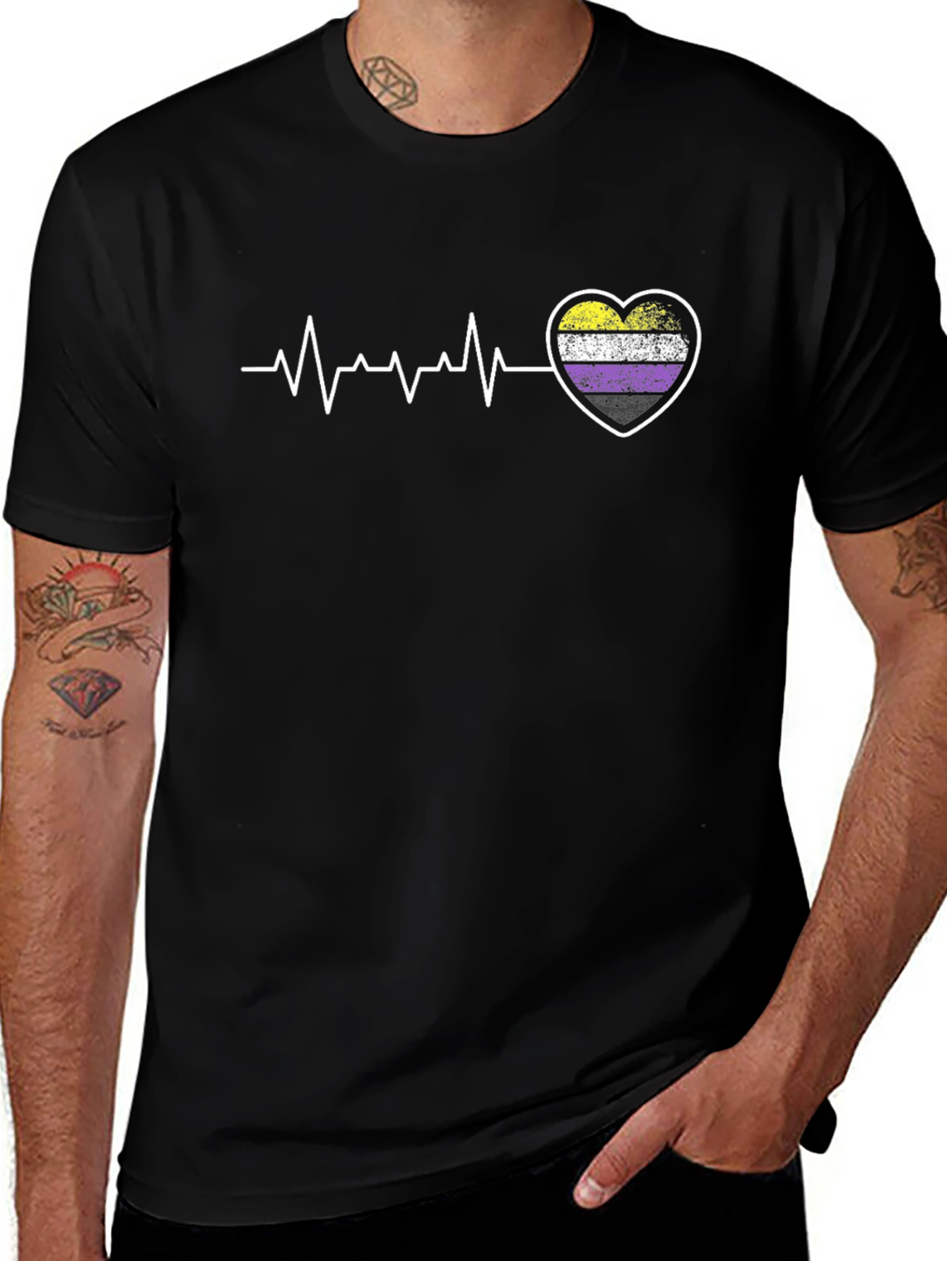 Nonbinary Pride Heartbeat T-Shirt