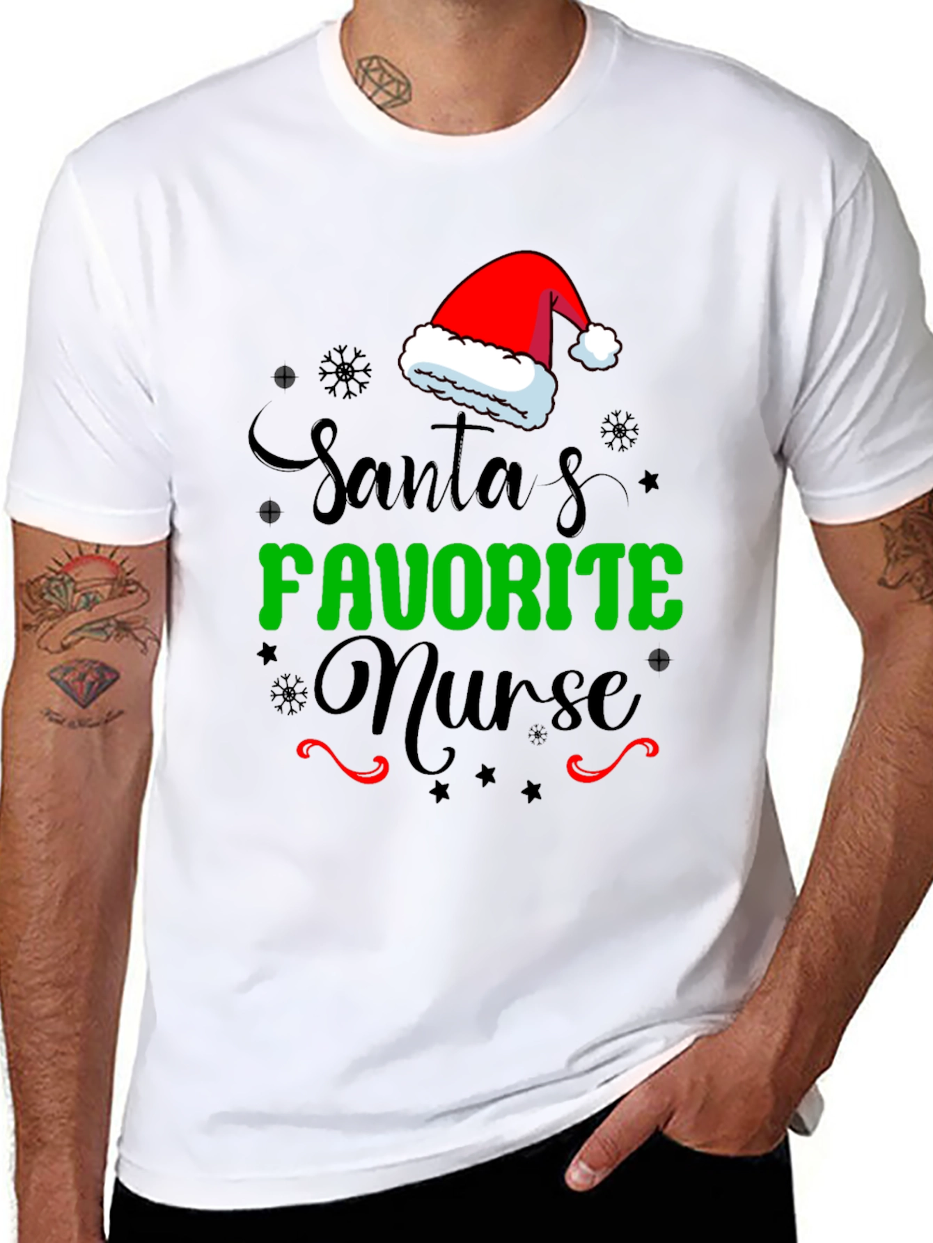 Santas Favorite Nurse T-Shirt - Christmas Tee