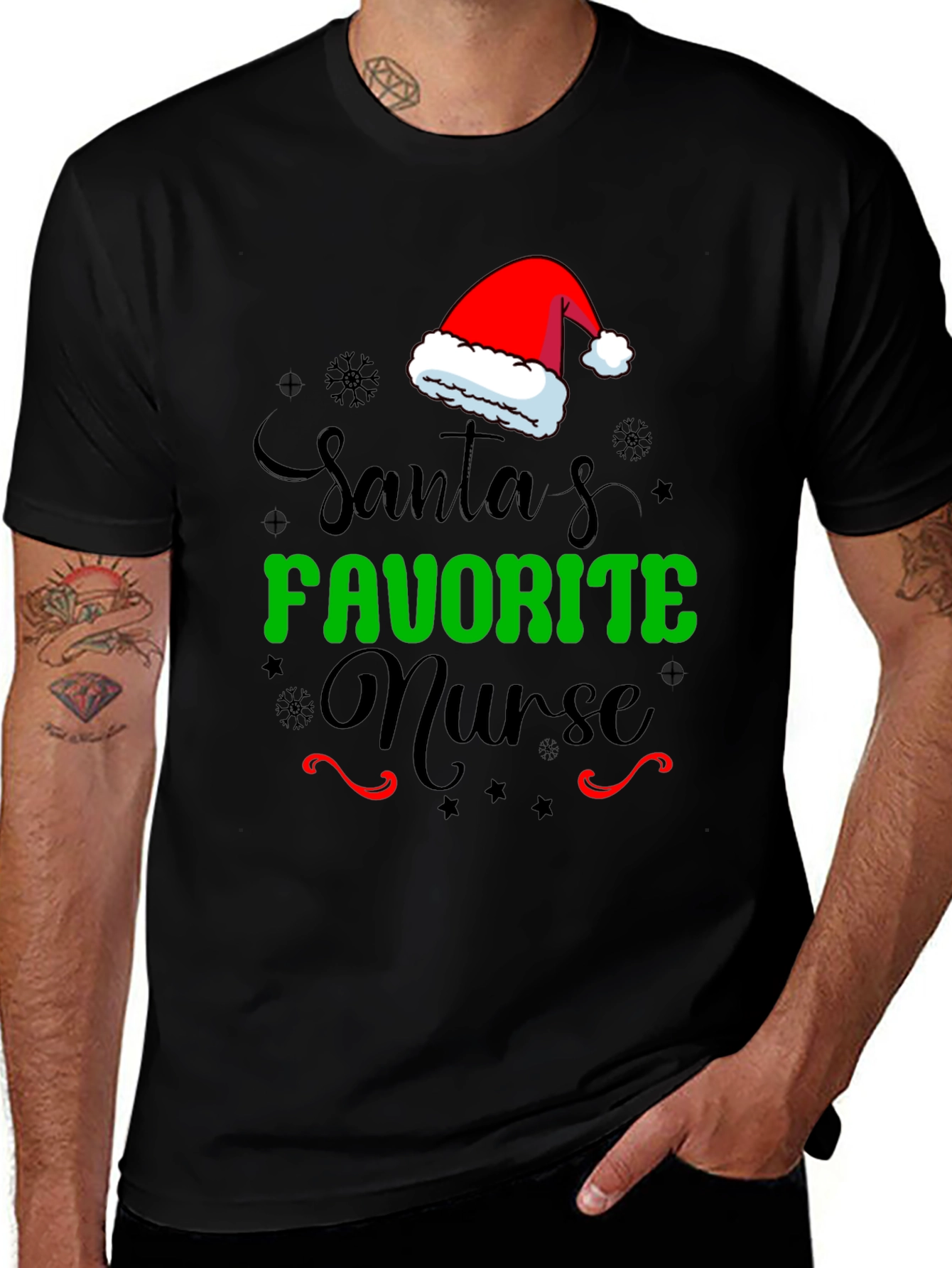 Santas Favorite Nurse T-Shirt - Christmas Tee