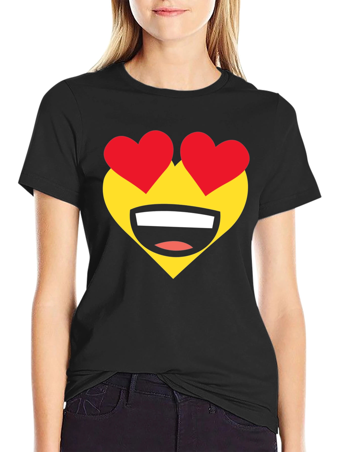 Heart Eyes Emoji T-Shirt - Black Cotton Tee