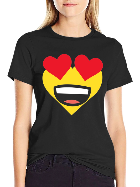 Heart Eyes Emoji T-Shirt - Black Cotton Tee