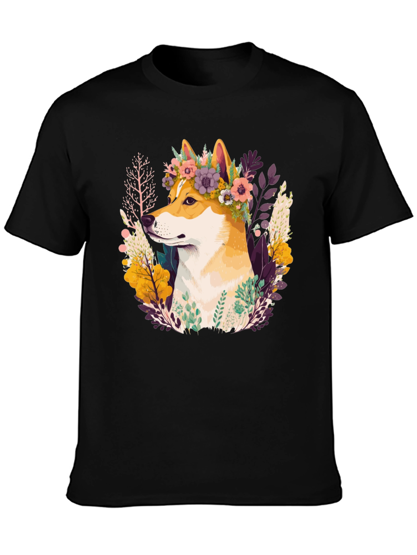 Shiba Inu Flower Crown Graphic Tee