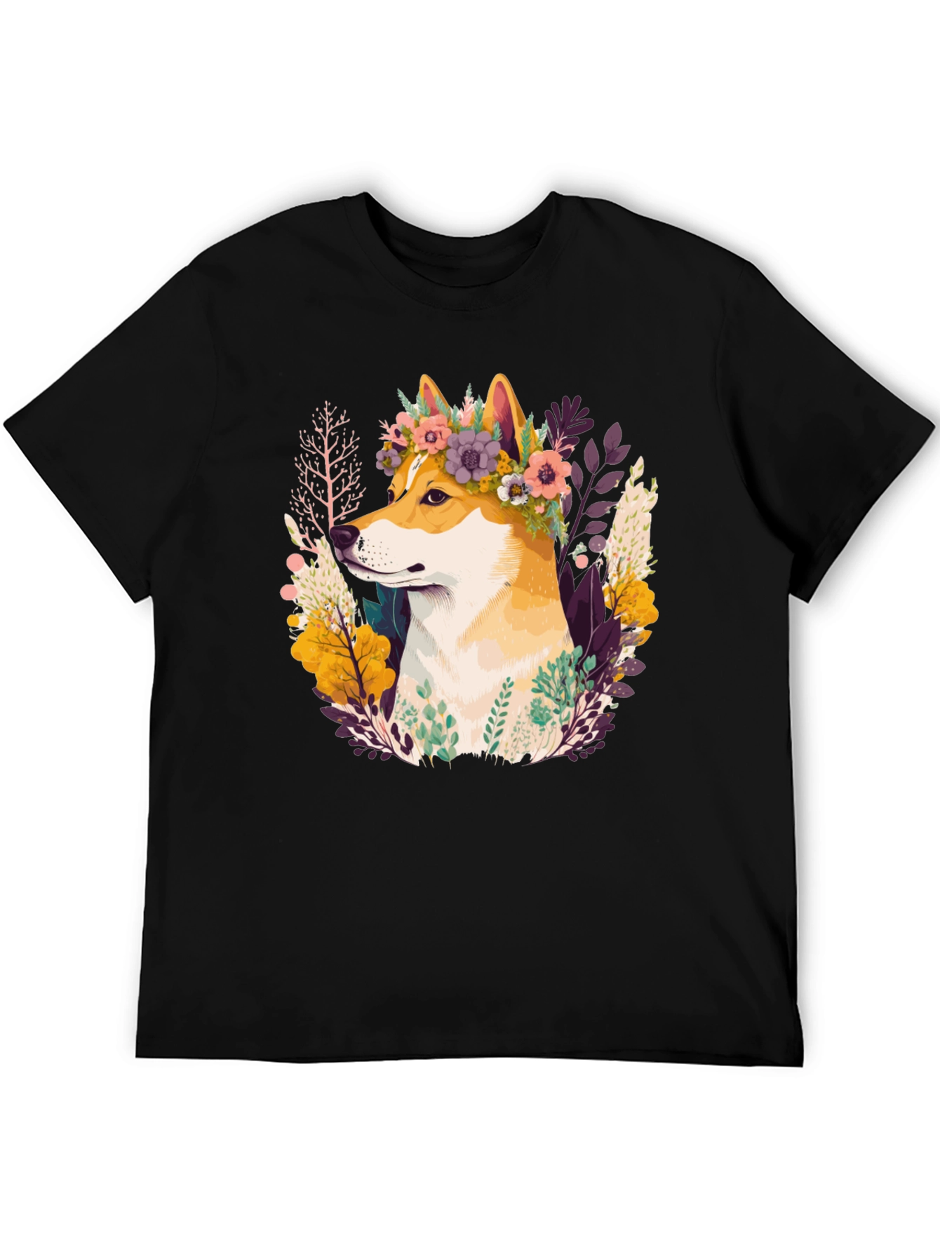 Shiba Inu Flower Crown Graphic Tee