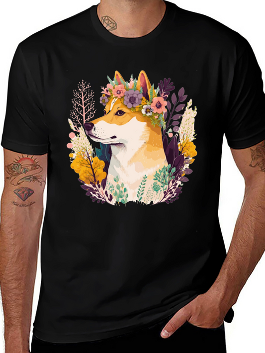 Shiba Inu Flower Crown Graphic Tee
