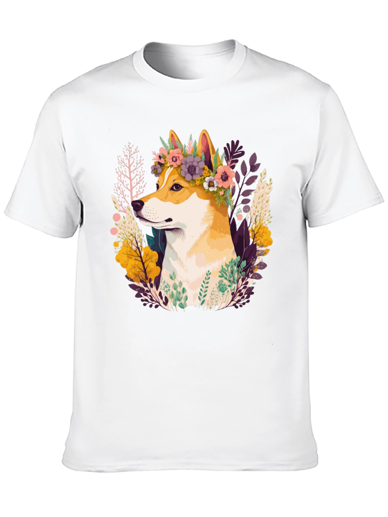 Shiba Inu Flower Crown Graphic Tee
