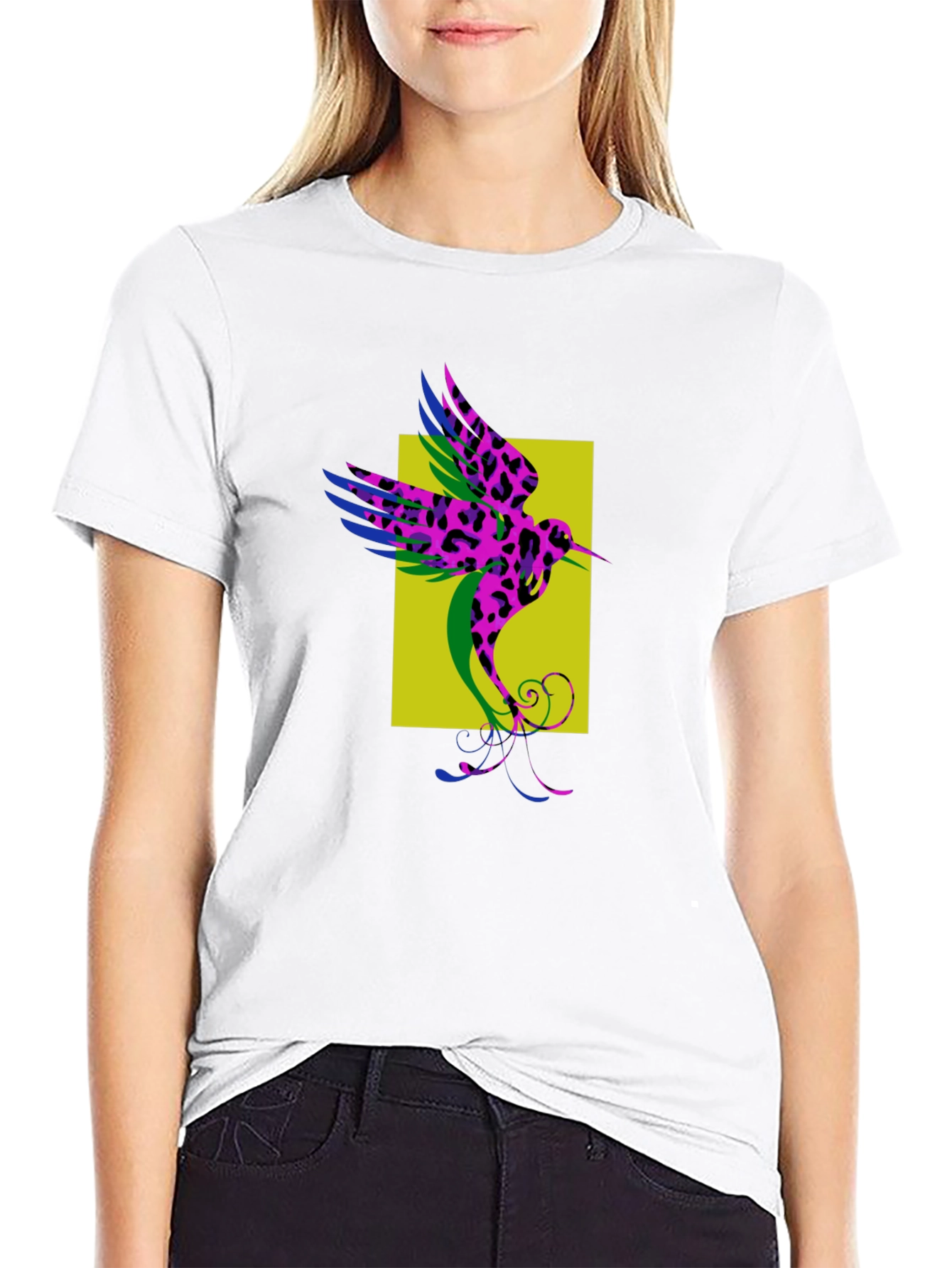 Hummingbird Print Crew Neck T-Shirt