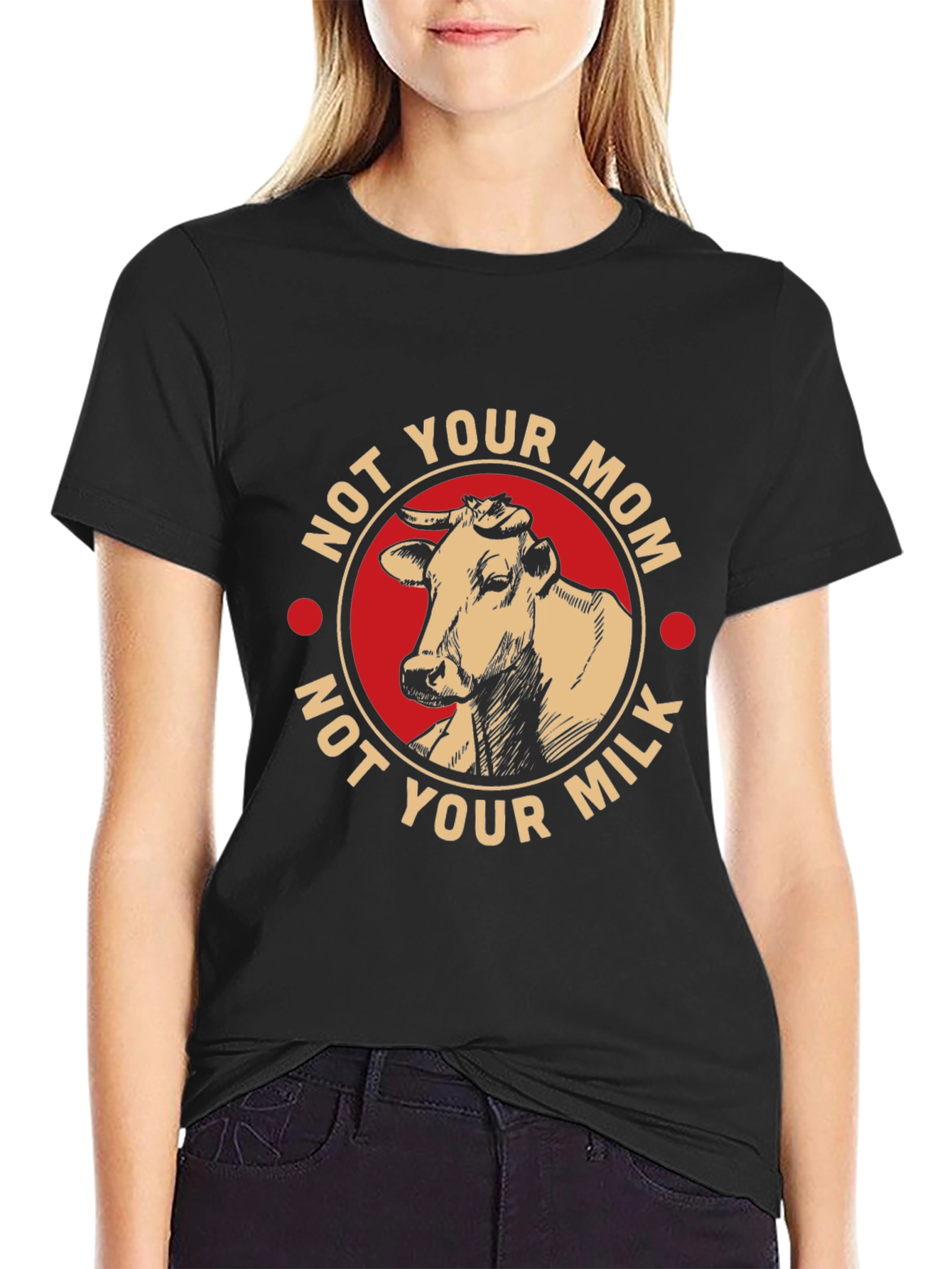 Vegan Not Your Mom Not Your Milk Black T-Shirt