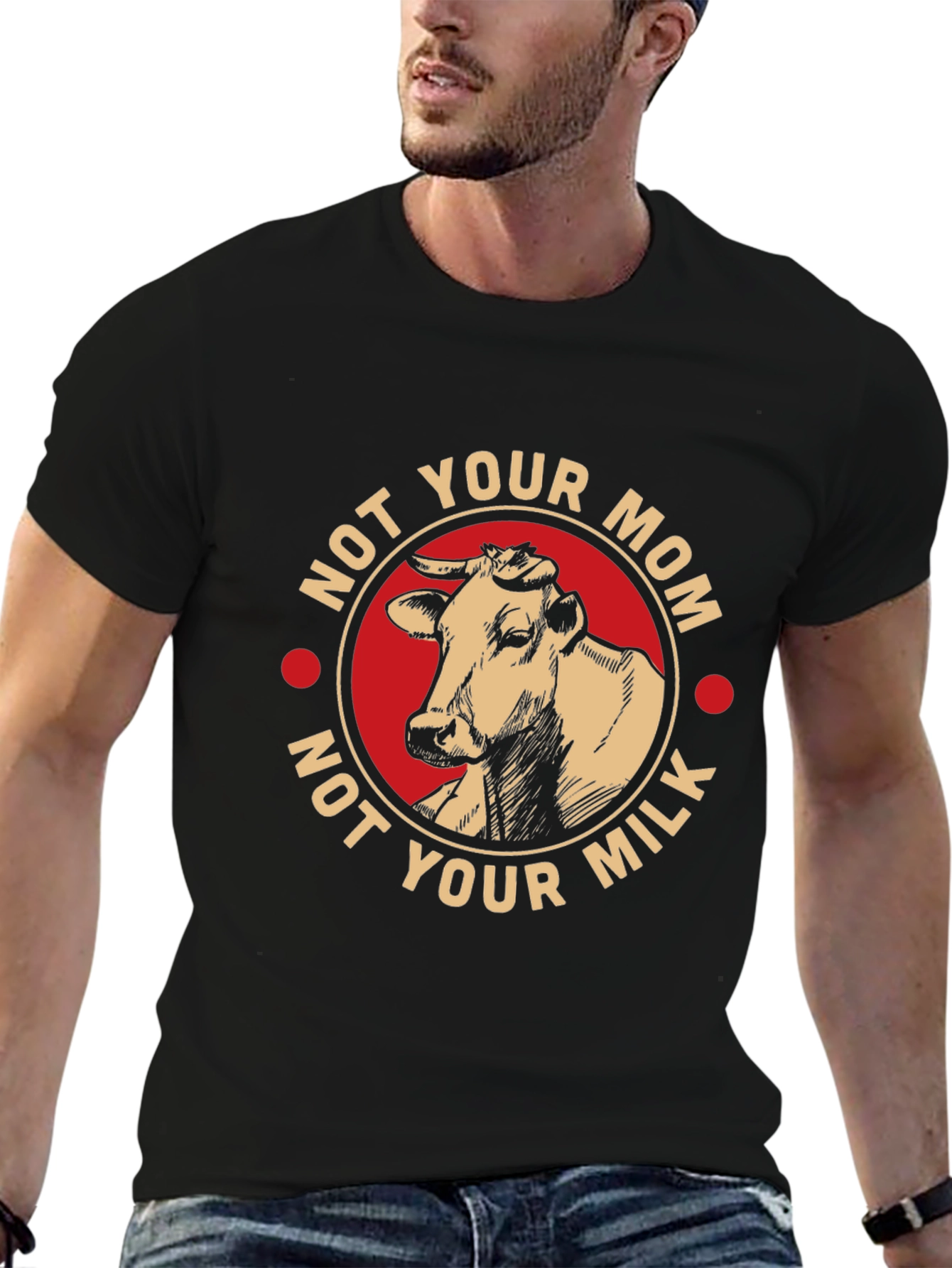 Vegan Not Your Mom Not Your Milk Black T-Shirt