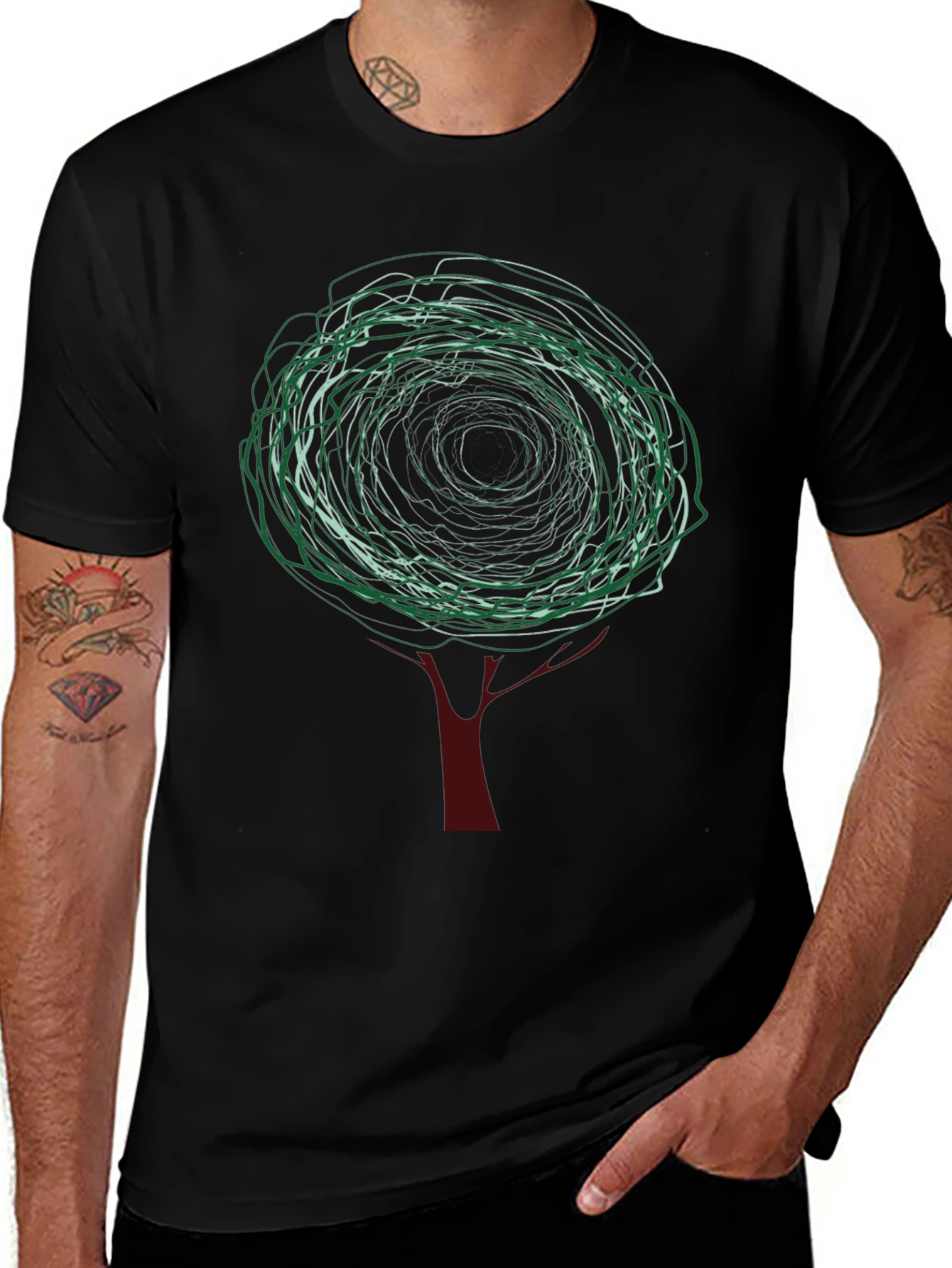Abstract Tree Graphic Tee - Modern Style