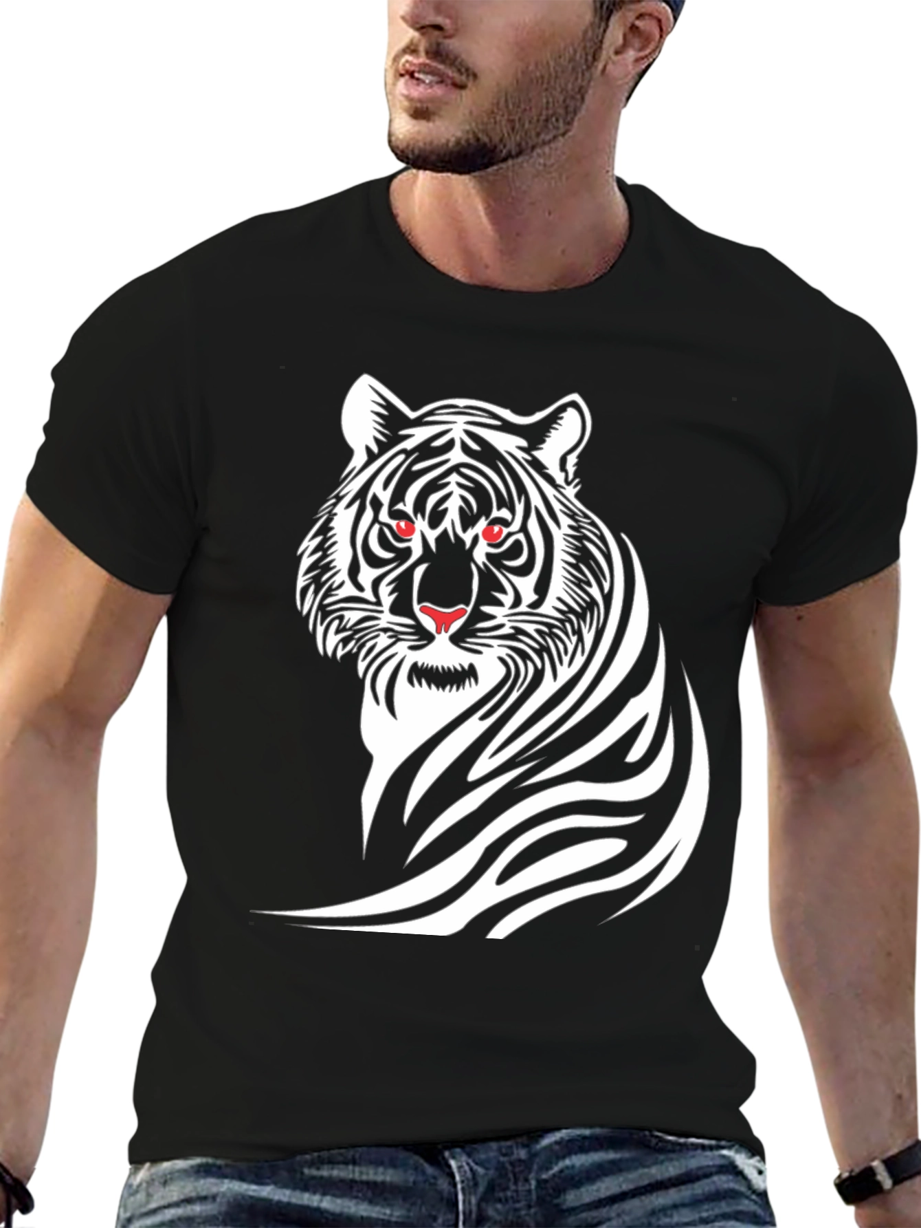 Tiger Graphic Black T-Shirt - Bold Animal Design