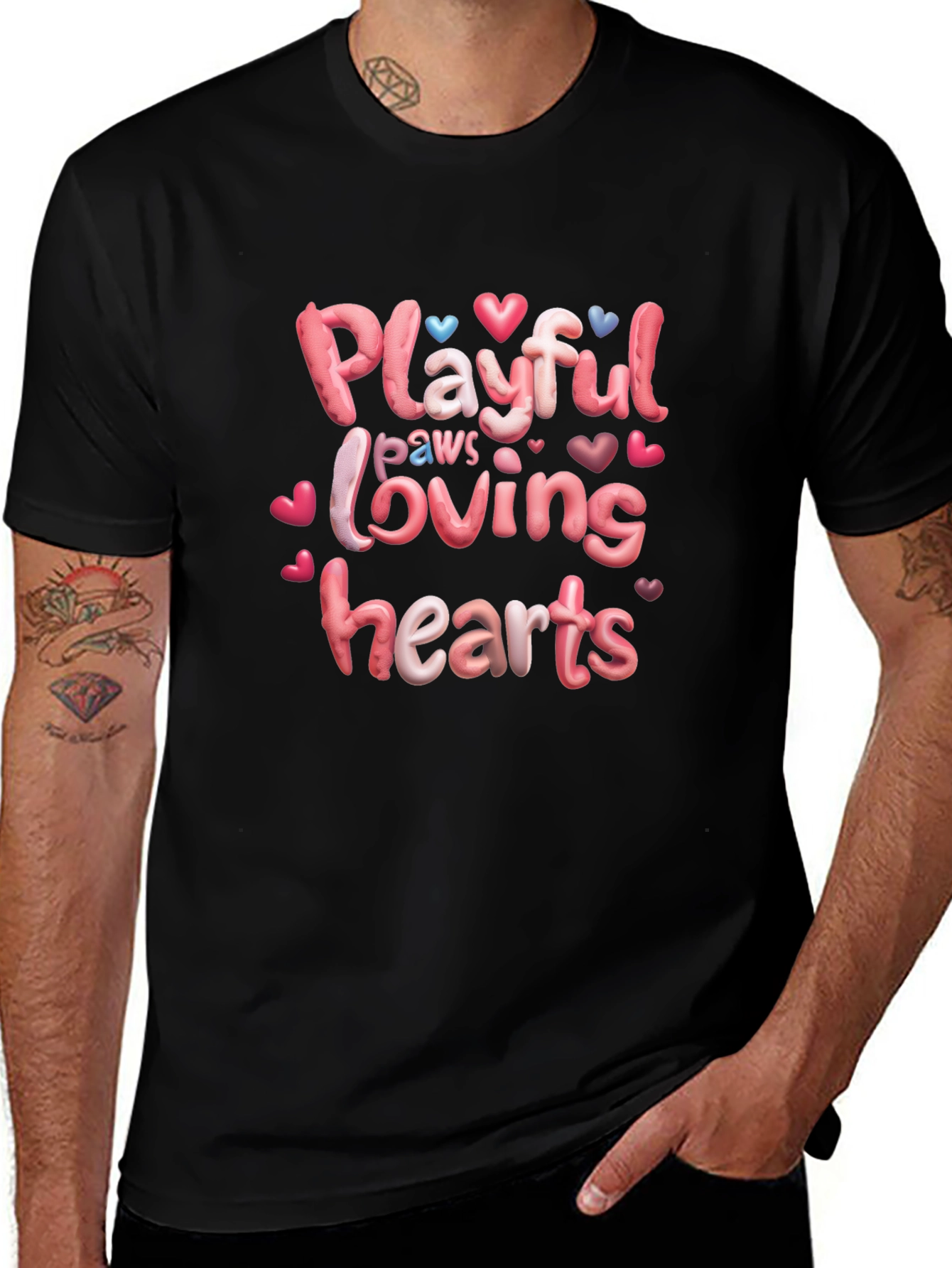Playful Paws Loving Hearts T-Shirt