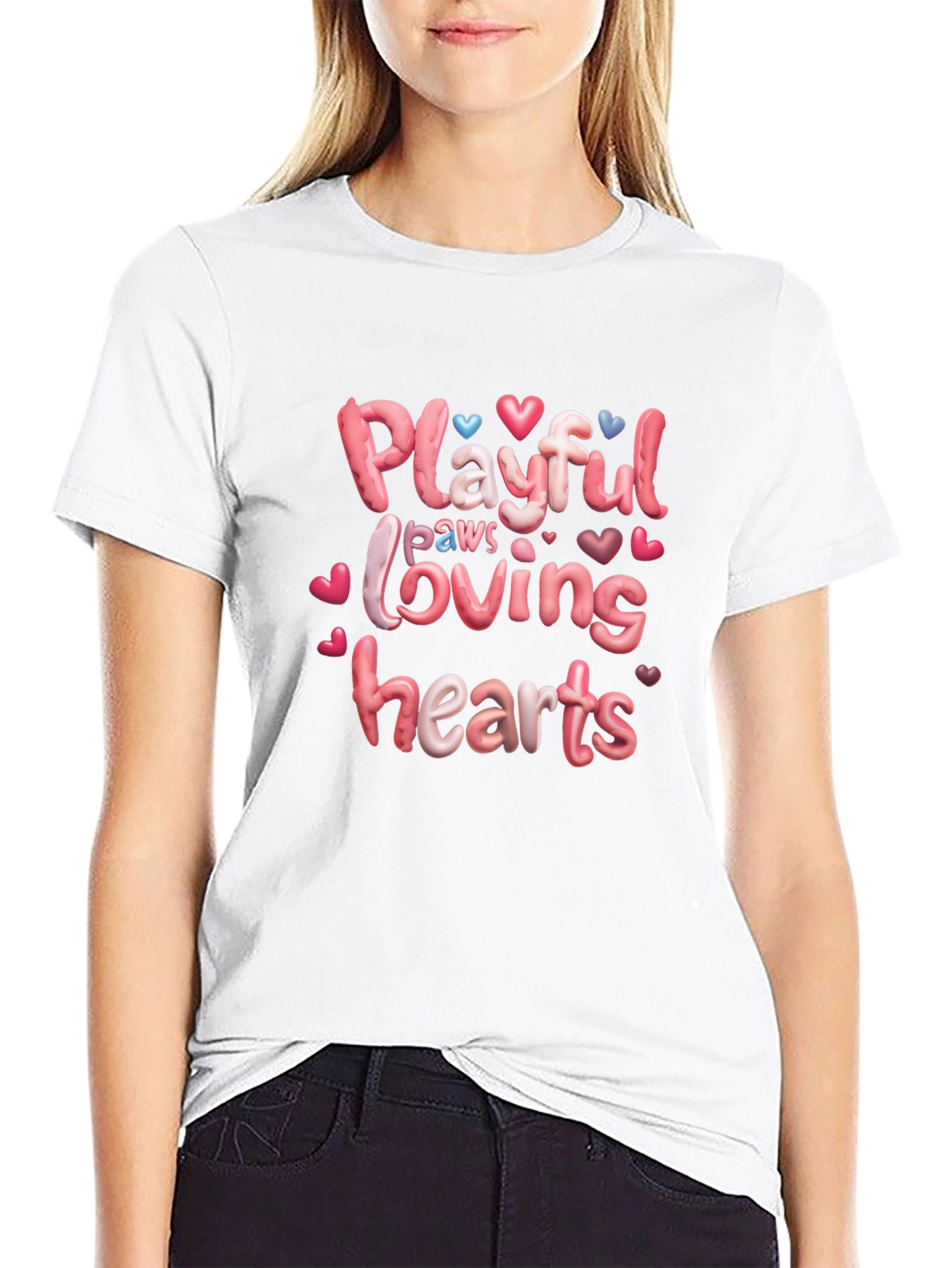 Playful Paws Loving Hearts T-Shirt