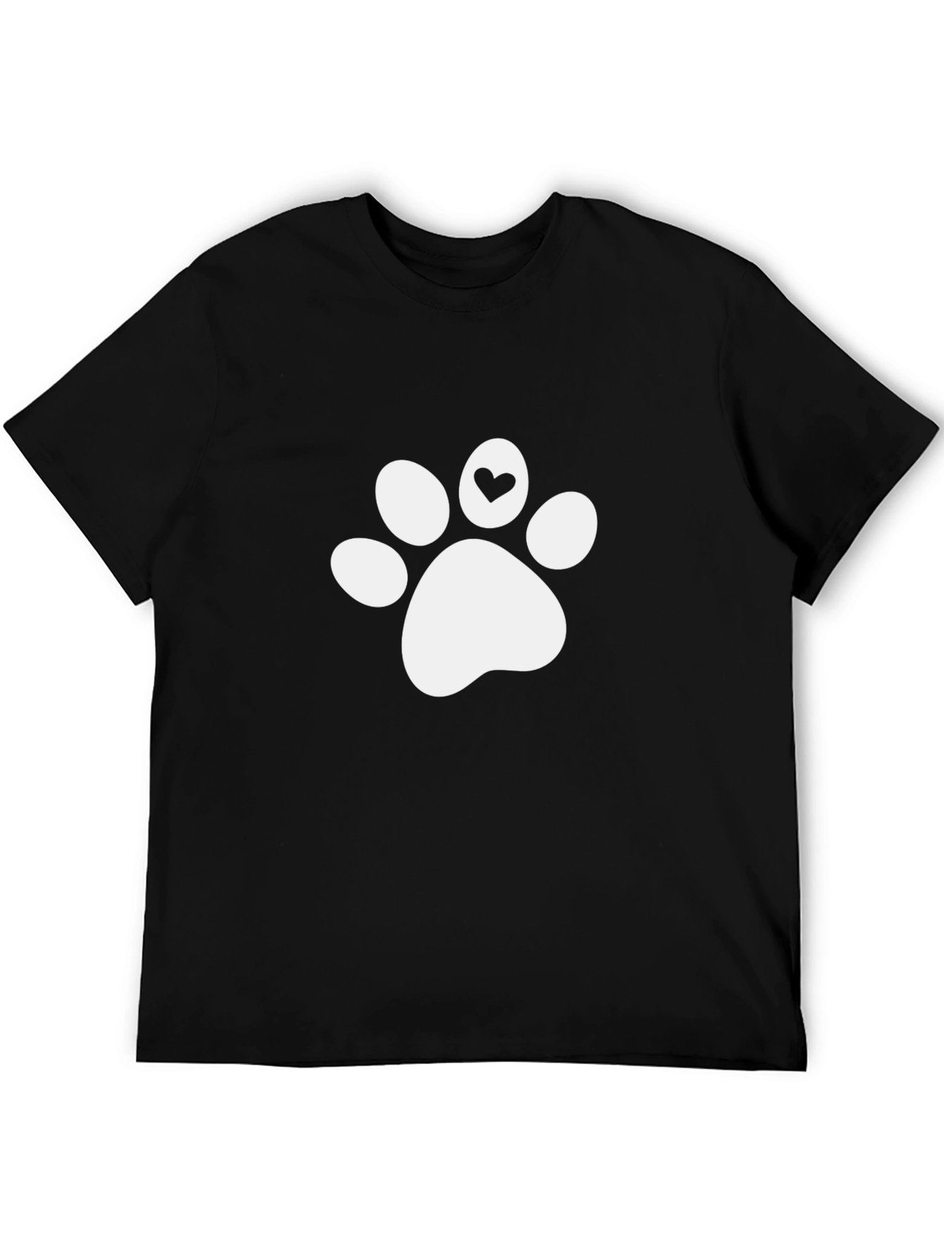 Cute Pet Paw Print Tee - Black