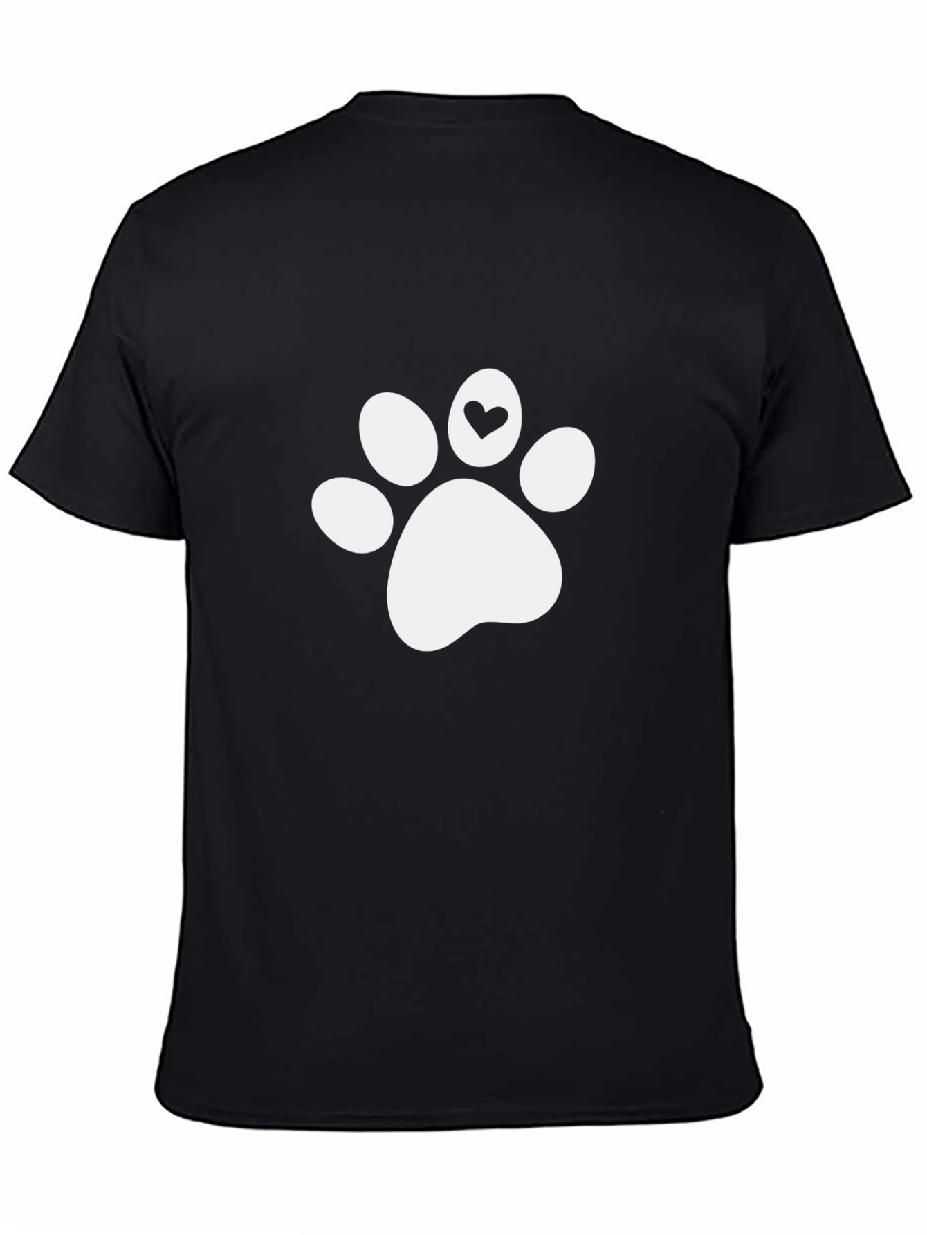 Cute Pet Paw Print Tee - Black