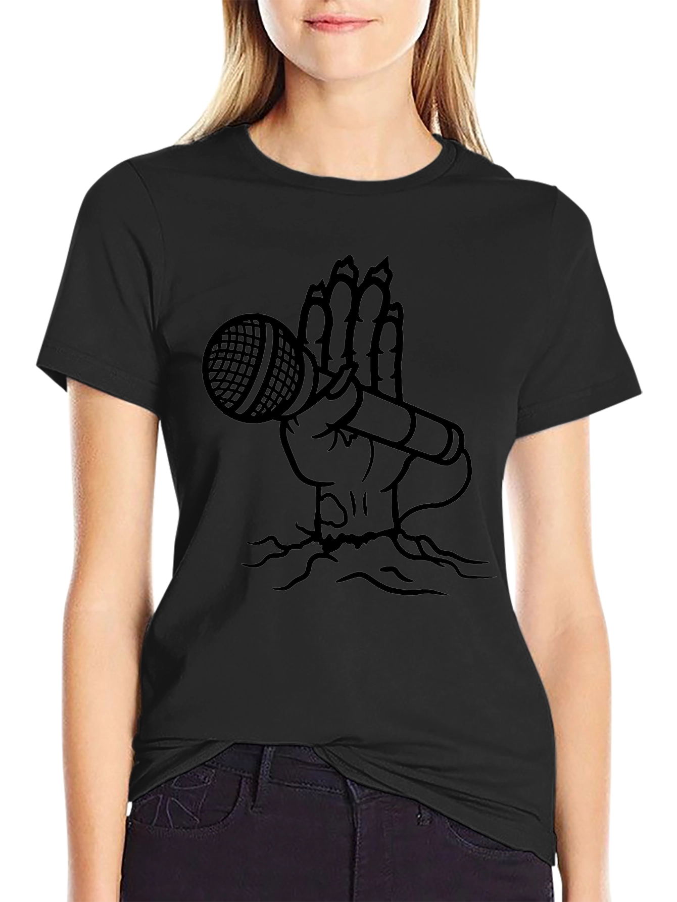 Hand Holding Mic Graphic T-Shirt - Black