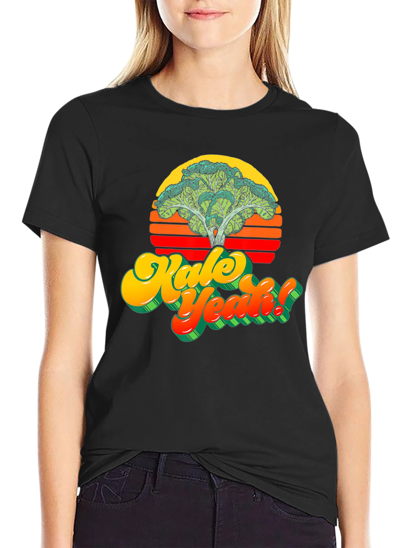 Kale Yeah! Graphic T-Shirt - Retro Vegan Style