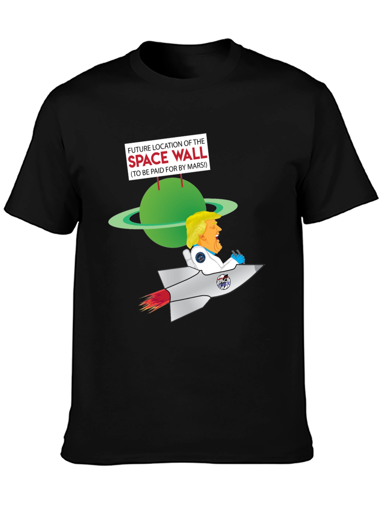 Future Space Wall T-Shirt: Trump Rocket to Mars
